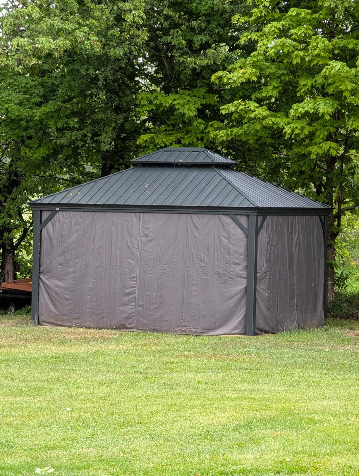 PURPLE LEAF Patio Gazebo 12' X 20' with Light, Gray | 4.7