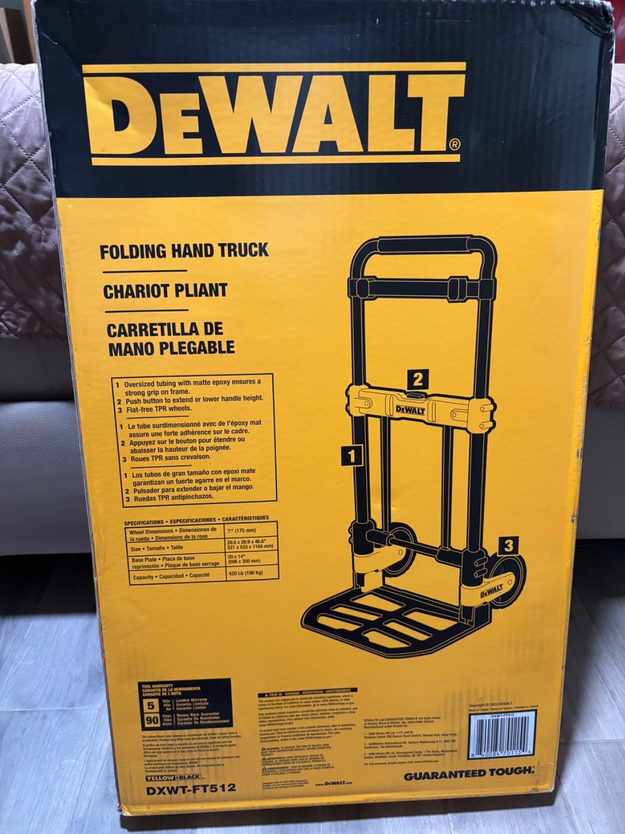 DEWALT Folding Hand Truck and Moving Dolly, 420-lb Capacity Utility Cart, Heavy-Duty Steel Frame, Telescoping Handle, Flat-Free 7-inch Wheels customer photo 1