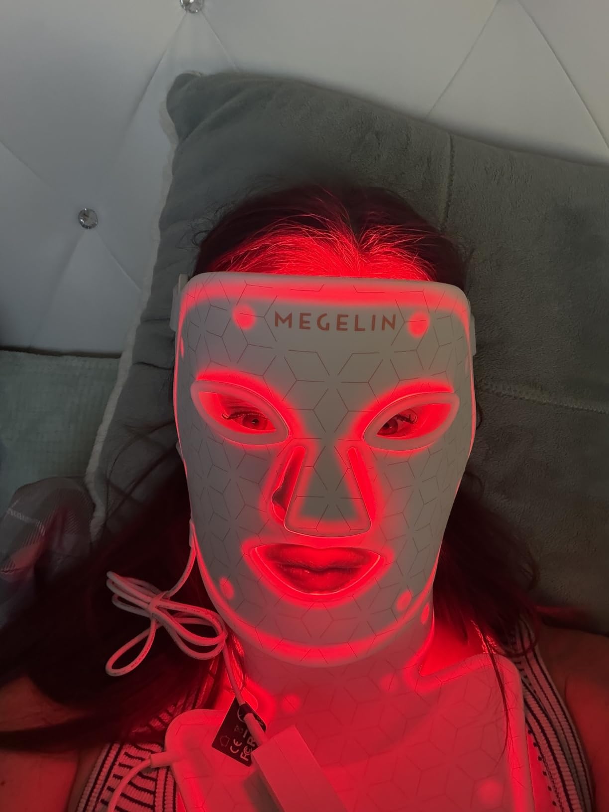 MEGELIN Led Red Light Therapy Face & Neck Mask, 7 Colors Led Light Therapy Facial Mask, Infrared Red Light Therapy Mask, Infrared Light Skin Rejuvenation (White) customer photo 2
