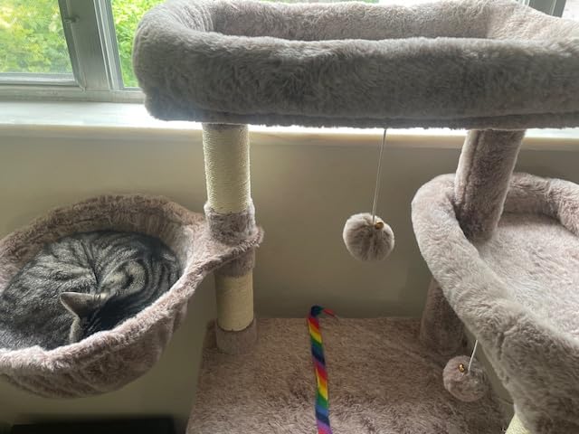 Gitelsnour Cat Tree, Cat Tower for Large Cats with 2 Big Platforms, 2 Baskets, condo and Toys, 63