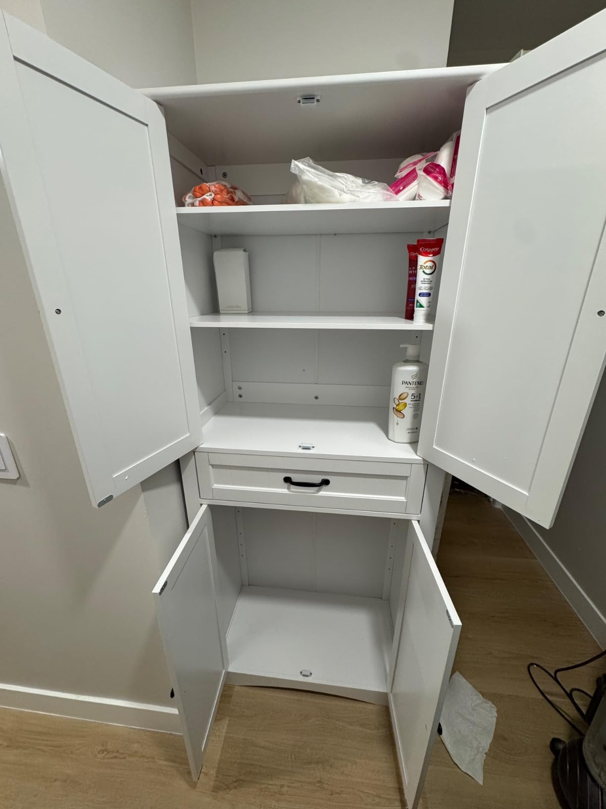 Gizoon 71'' Kitchen Pantry Storage Cabinet, Freestanding Pantry Organizers and Storage Cabinet with 4 Doors and 4 Adjustable Shelves, Tall Cabinet with Large Drawer for Kitchen, Living Room, Bathroom customer photo 1