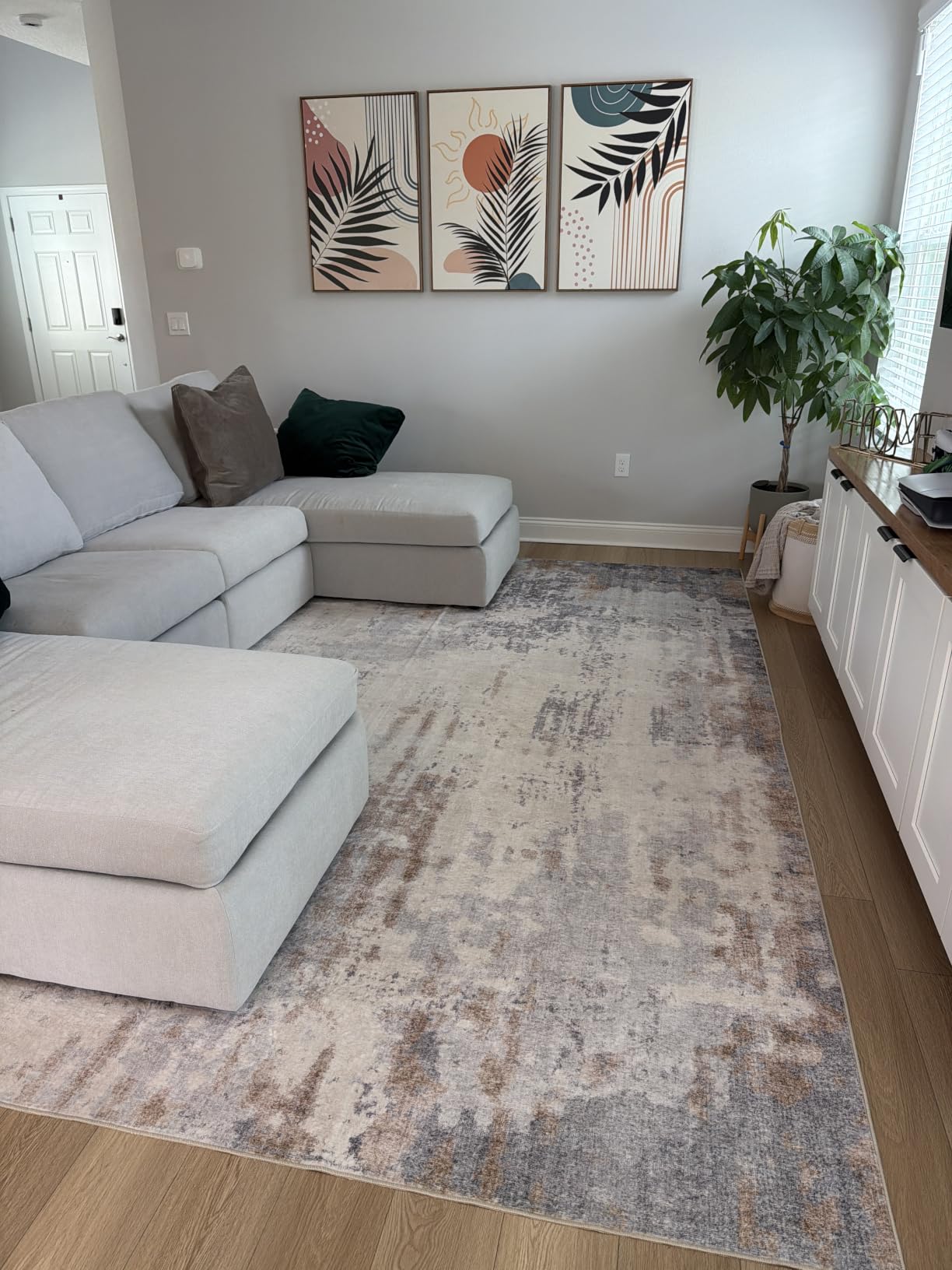 UERMEI 8x10 Area Rug Living Room Rugs - Washable Neutral Modern Abstract Soft Thin Large Rug Indoor Floor Non Slip Rug Carpet for Bedroom Under Dining Table Home Office Decor - Brown Grey customer photo 1