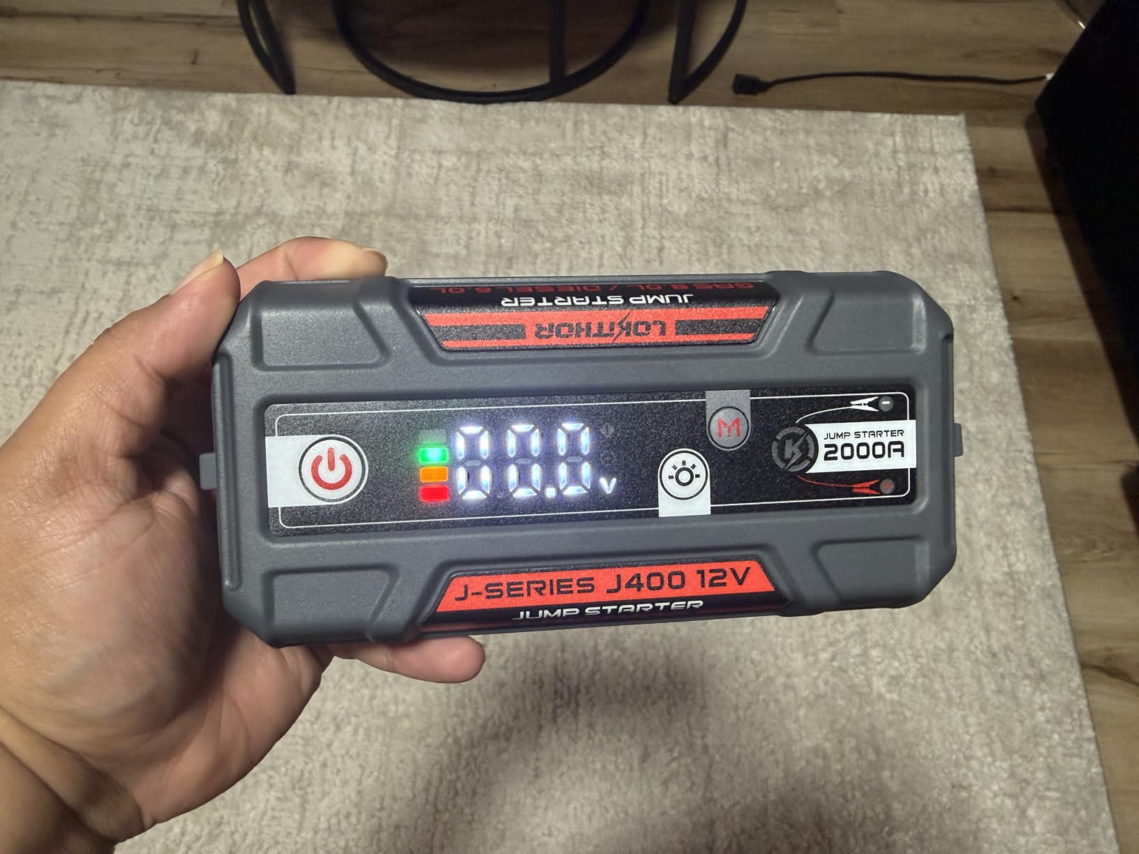 LOKITHOR J400 Portable Jump Starter for Upto 8.0L Gas & 6.0L Diesel Engines | 12V 2000A Lithium Car Battery Jump Pack, Jump Box, Jumper Cables with ConnectMax Tech | Smart Digital Display | 300-lumen LED customer photo 2