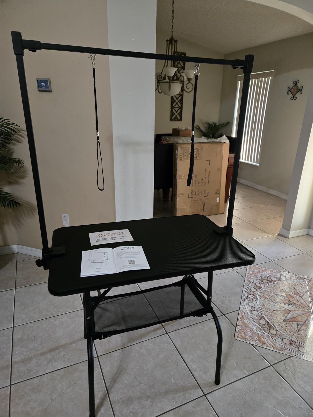 ROOMTEC 46 Inch Dog Grooming Table, Foldable Pet Grooming Tables at Home with Adjustable Arm, Nooses, Mesh Tray customer photo 2