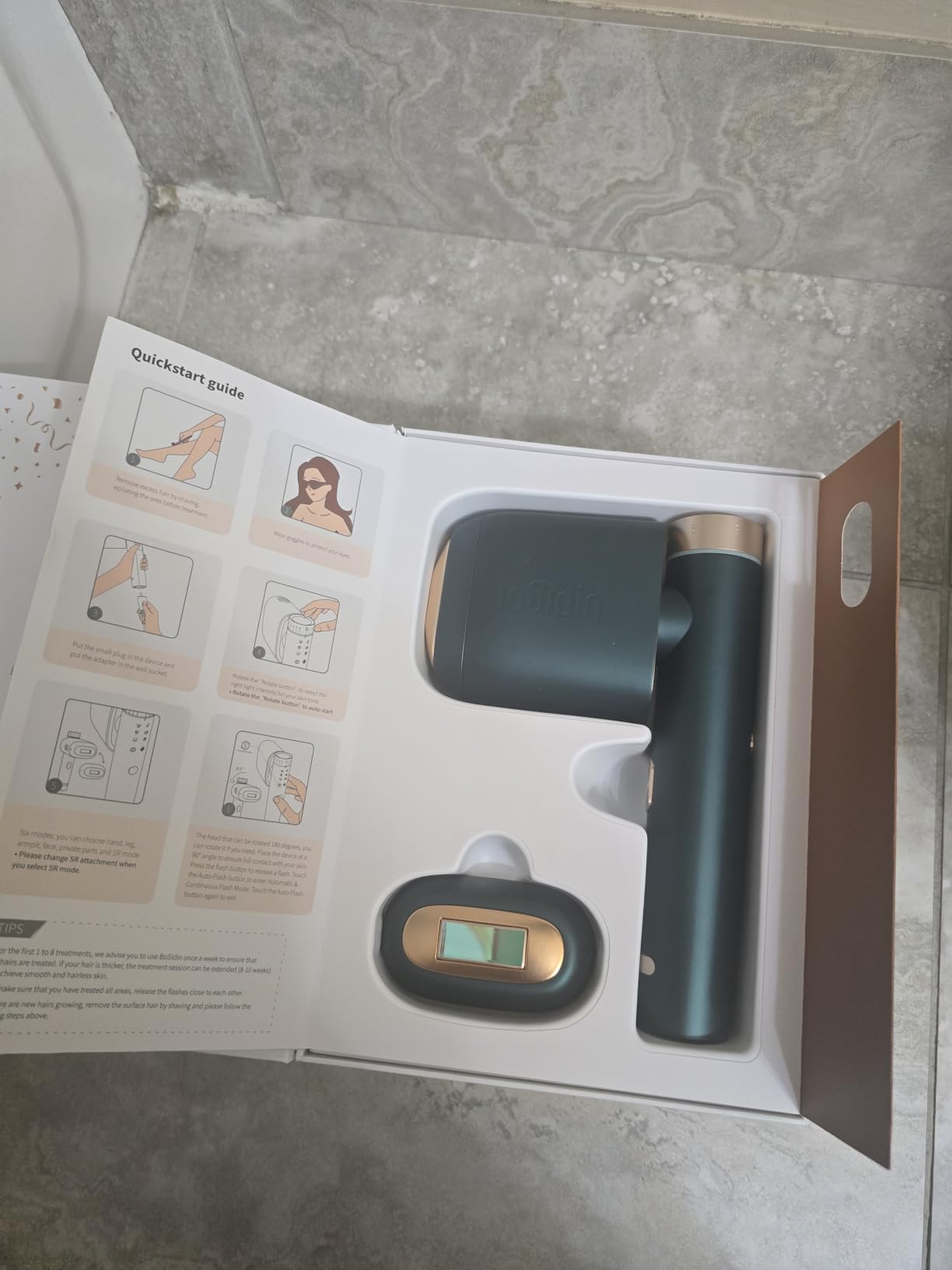 BoSidin IPL Hair Removal with Painless Ice-Cooling - 2-in-1 Face SR Rejuvenation, 6+1 Modes, 6 Levels Hair Removal for Women Permanent, with Shaver & Goggles customer photo 1