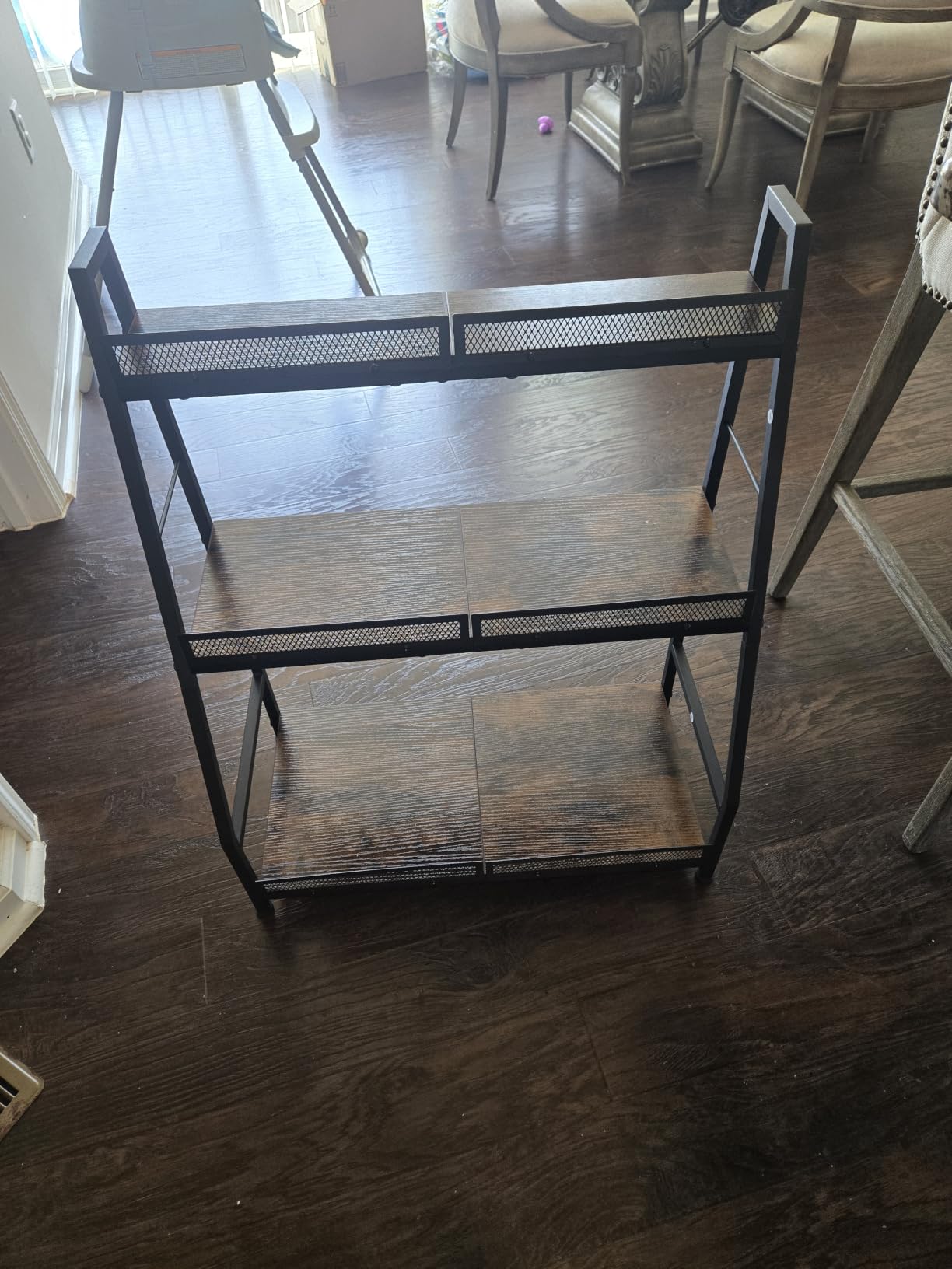Versatile Liquor Stand for Home Bar, Wine Rack Freestanding Floor, Mini Bar Table for Liquor Whiskey Wine, 3-Tier Trapezoidal Liquor Bottle Display Shelf with Glass Holder and Fences customer photo 1