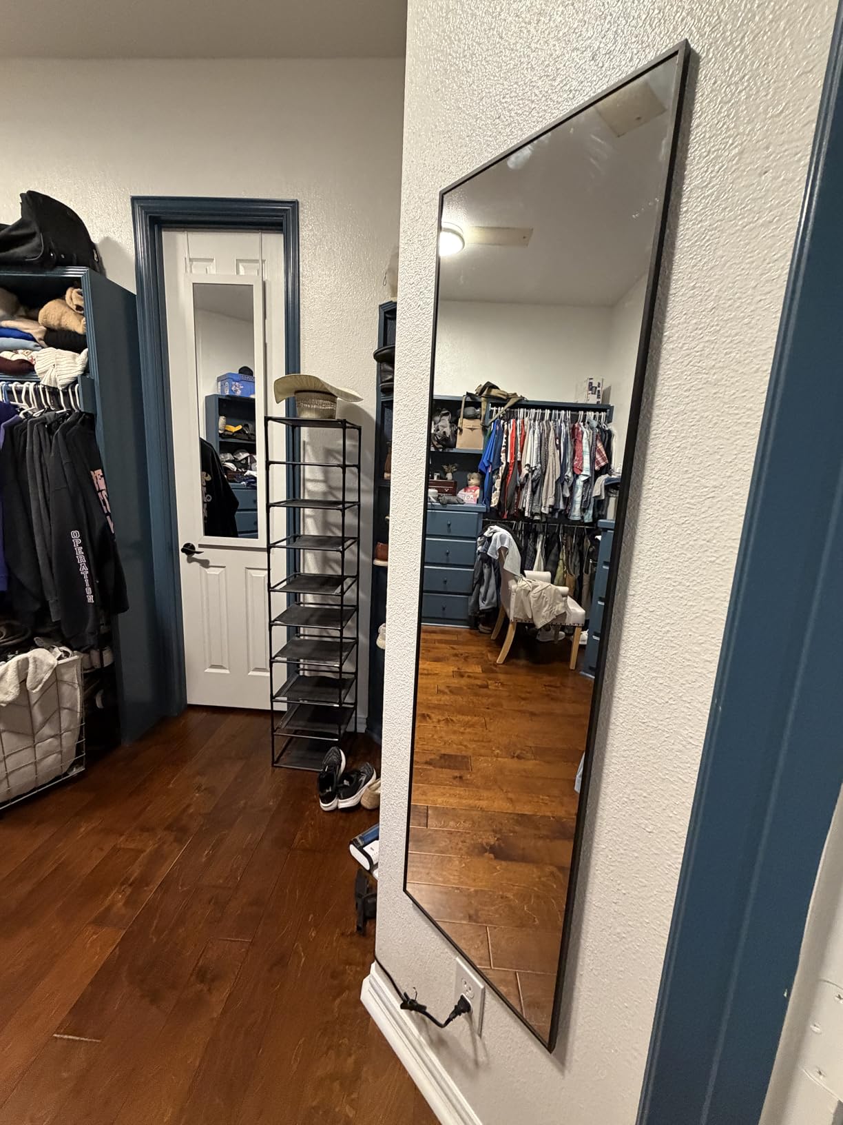 Full Length Mirror with Stand, Black Floor Mirror | Aluminium alloy frame with HD float glass for distortion-free reflection. Free standing or wall mounted. customer photo 2