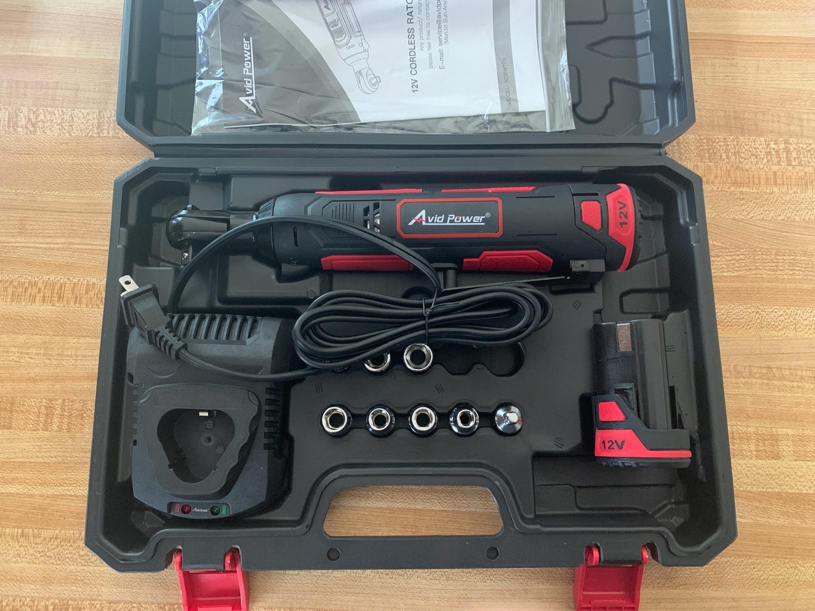 AVID POWER Cordless Power Electric Ratchet Wrench 44.2 Ft-lbs, 2 Batteries | 3/8