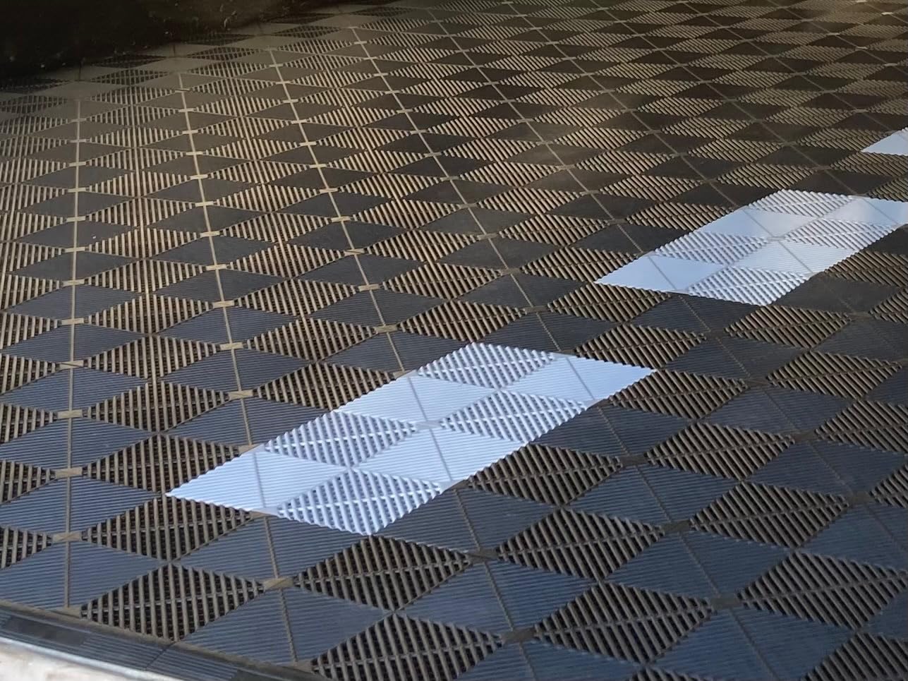 SafeRacks Ribbed Interlocking Garage Floor Tiles - Vented, Self-Draining, Non-Slip Flooring, Modular, Virgin Polypropylene, Ideal for Garages, Patios, Basements, Decks - Black - 82.56 sq ft - 48 Pack customer photo 1