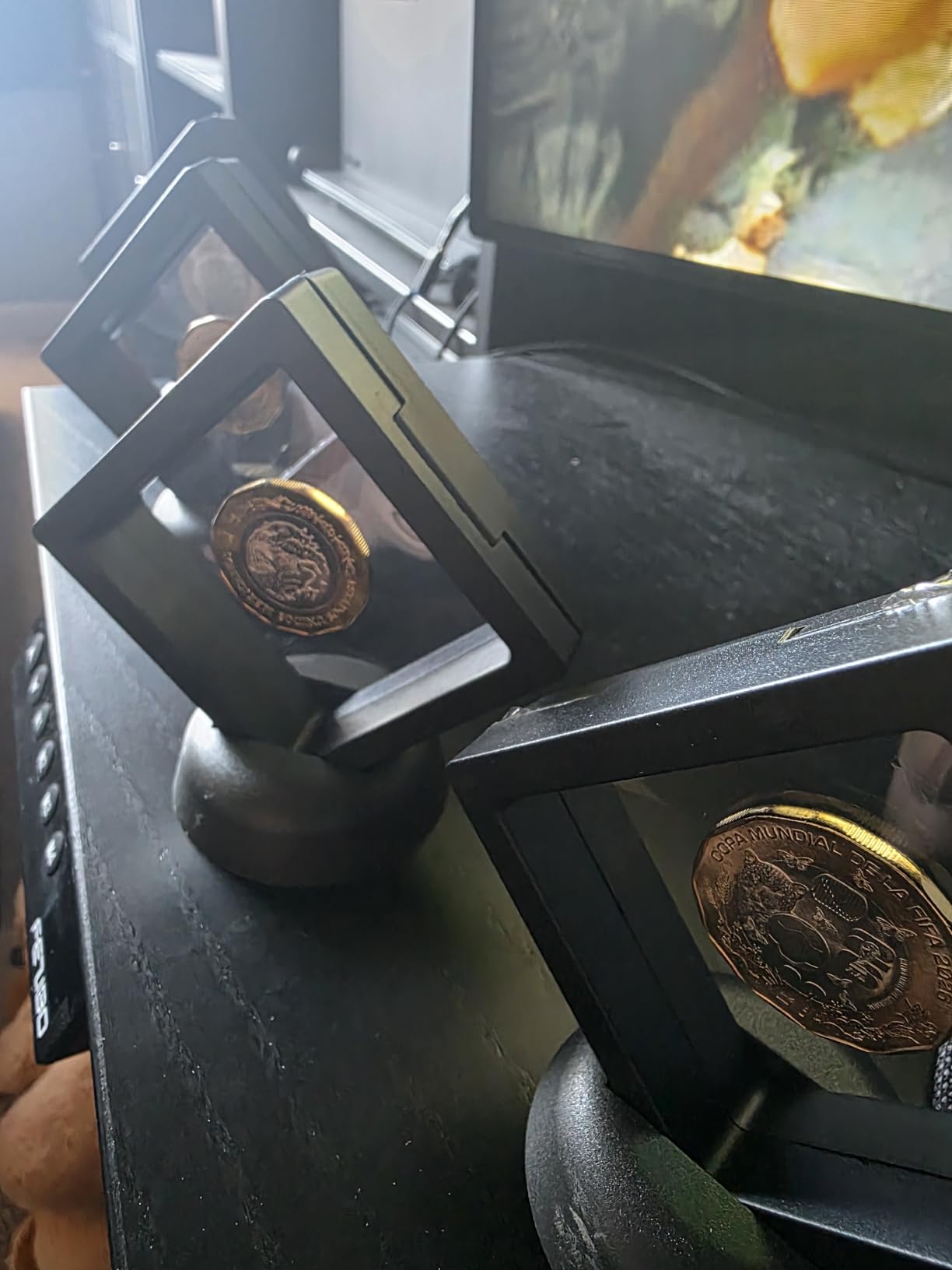10Pcs Coin Holder Challenge Coin Display Stand, Black 3D Floating Display Case for AA Coin Medallions Jewelry Rock Gem Arrowhead Collecting and Display (2.75×2.75×0.8 inches) customer photo 2