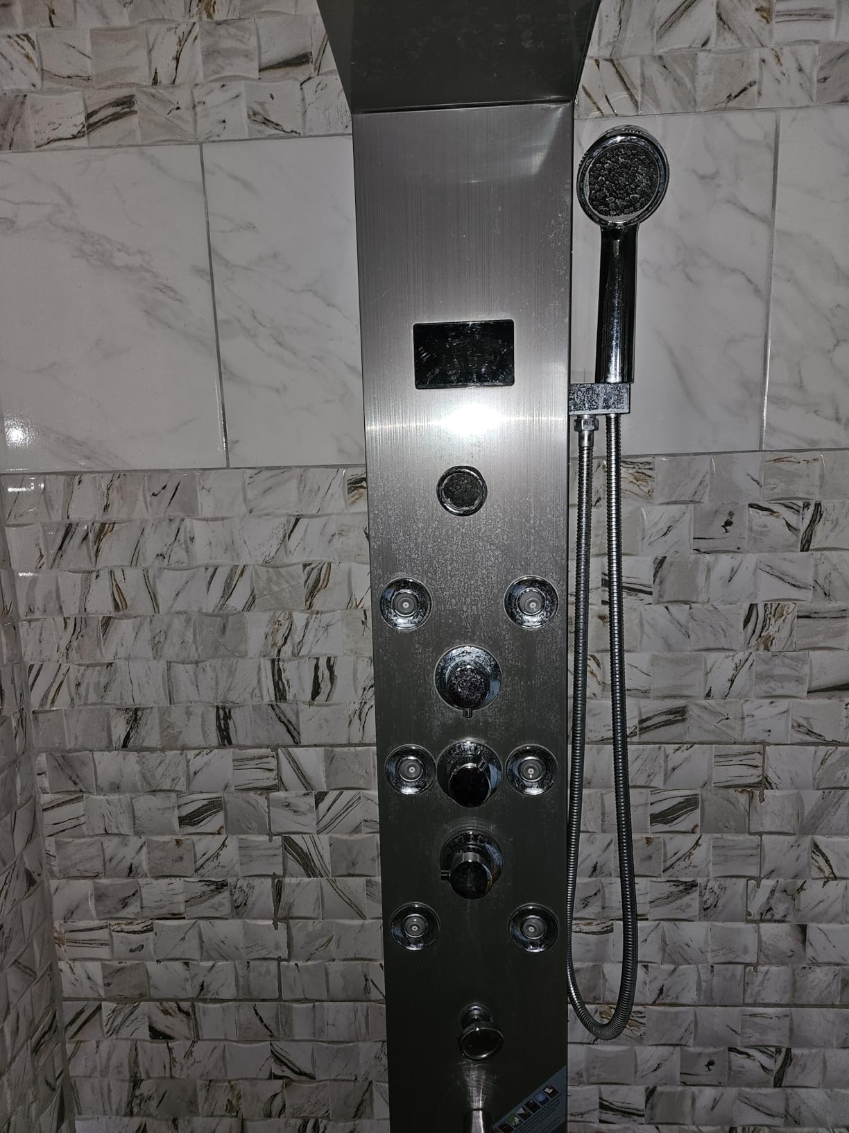 VEVOR Shower Panel, 6 Shower Modes, LED & Screen Hydroelectricity Shower Tower Panel System, Rainfall, Waterfall, 8 Massage Jets, Tub Spout, Handheld Shower, Stainless Steel Wall-Mounted Shower Set customer photo 1
