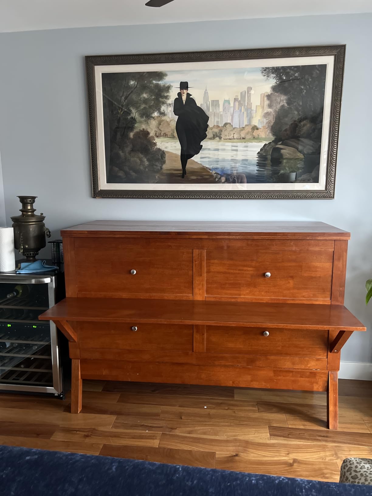Mega Solutions Amalfi Murphy Cabinet Chest Desk Bed with Drawers & USB Charging Station (Queen Size, Cherry) customer photo 1