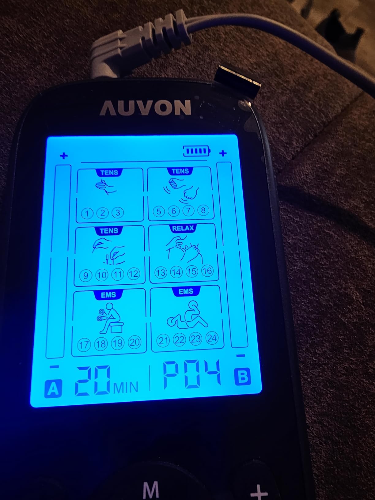 AUVON 3-in-1 TENS Unit Muscle Stimulator, 40 Levels for Gradual Pain Relief | EMS Massage Machine, Drug-Free for Shoulder, Sciatica, Back Pain Relief, 24 Modes Electronic Pulse Massager, 12 TENS Pads customer photo 2