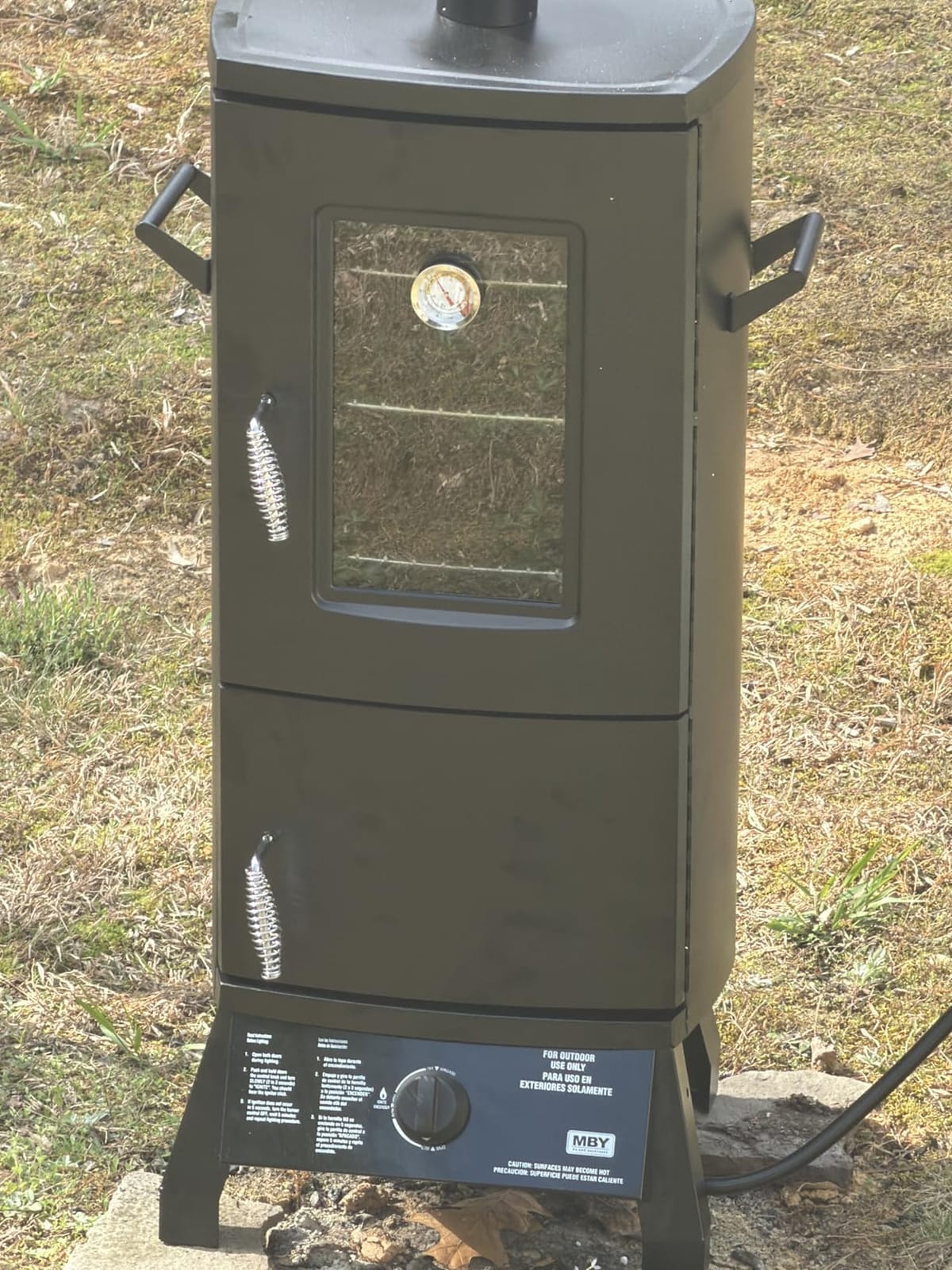 Propane Smoker with Cover, Vertical Meat Gas Smoker Grill Outdoor Heavy Duty 3 Removable Smoking Racks, Black customer photo 2