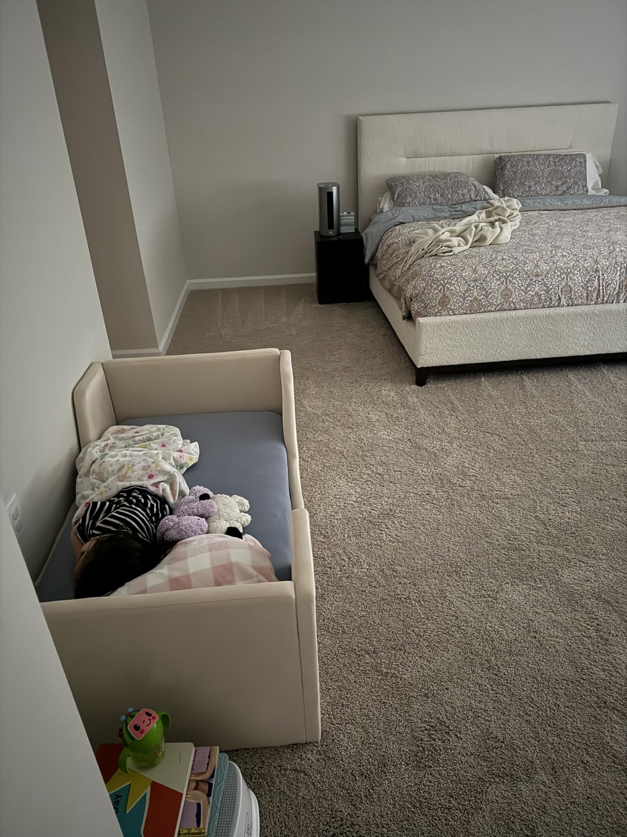 allamazing Toddler Bed, Toddler Floor Bed Frame with Guard Rails, Kids Beds for Ages 2-6 Years, Small Bed for Kids Girls and Boys, Standard Crib Mattress Toddler Beds, Certified Fabric Beds customer photo 1