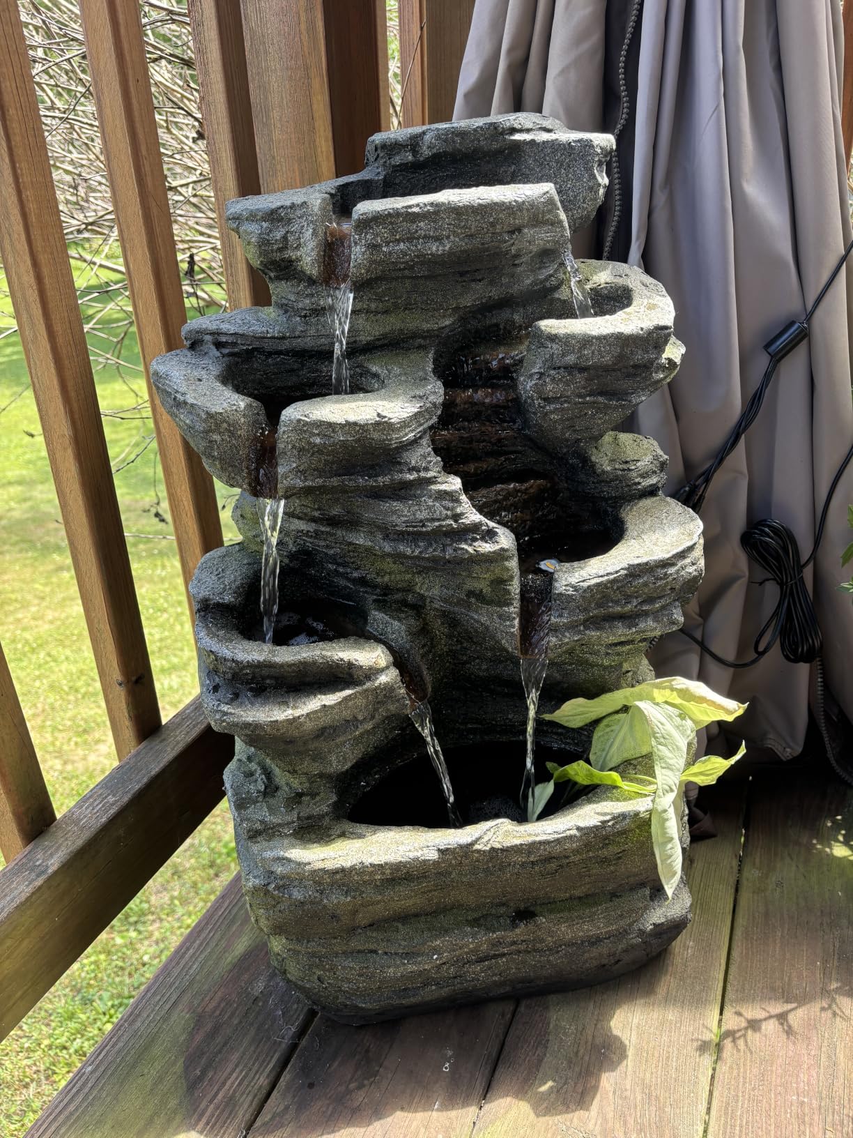 Bumilgar 6-Tier Solar Powered Water Fountain Outdoor Waterfall 24.4 in | Daytime solar charging, warm LED glow after sunset, outlet-free outdoor garden water feature customer photo 1