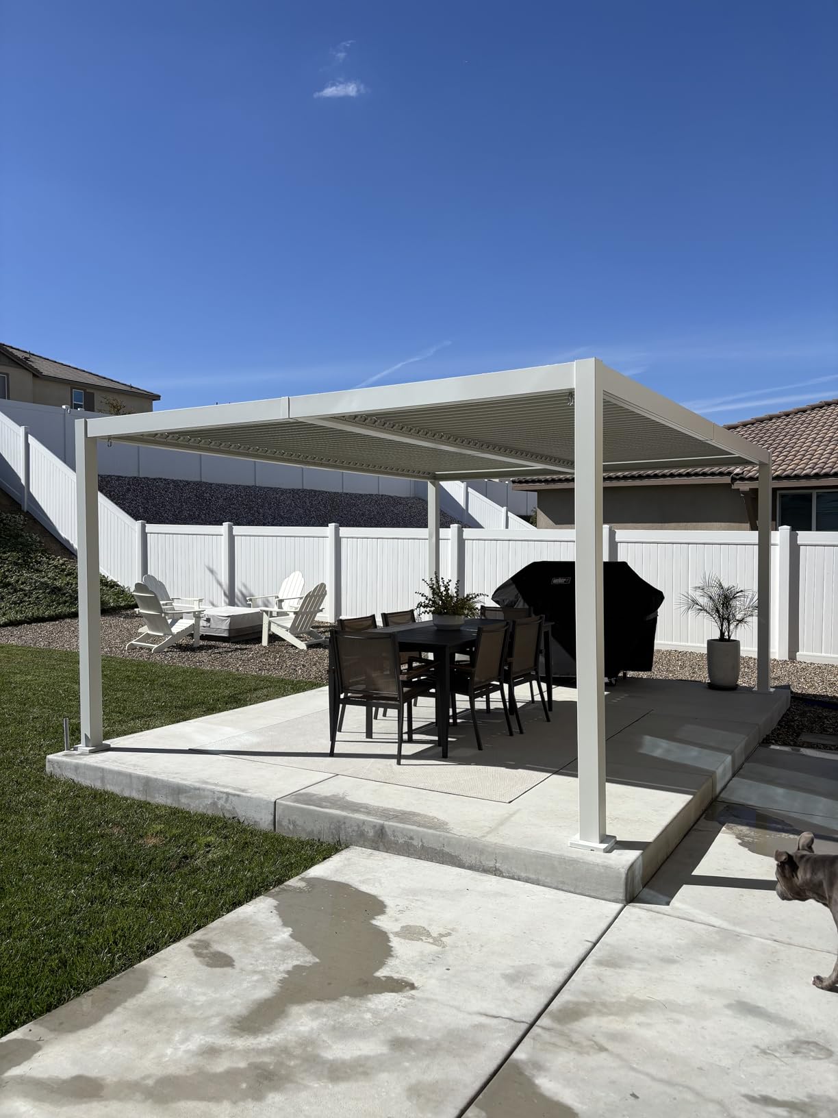 Kozyard Outdoor Louvered Pergola 12' x 16' Sun Shade Aluminum Patio Shelter | Weather-Resistant, Drainage System Adjustable Louvered Roof Rain-Resistant for Poolside Balcony Patio White customer photo 2