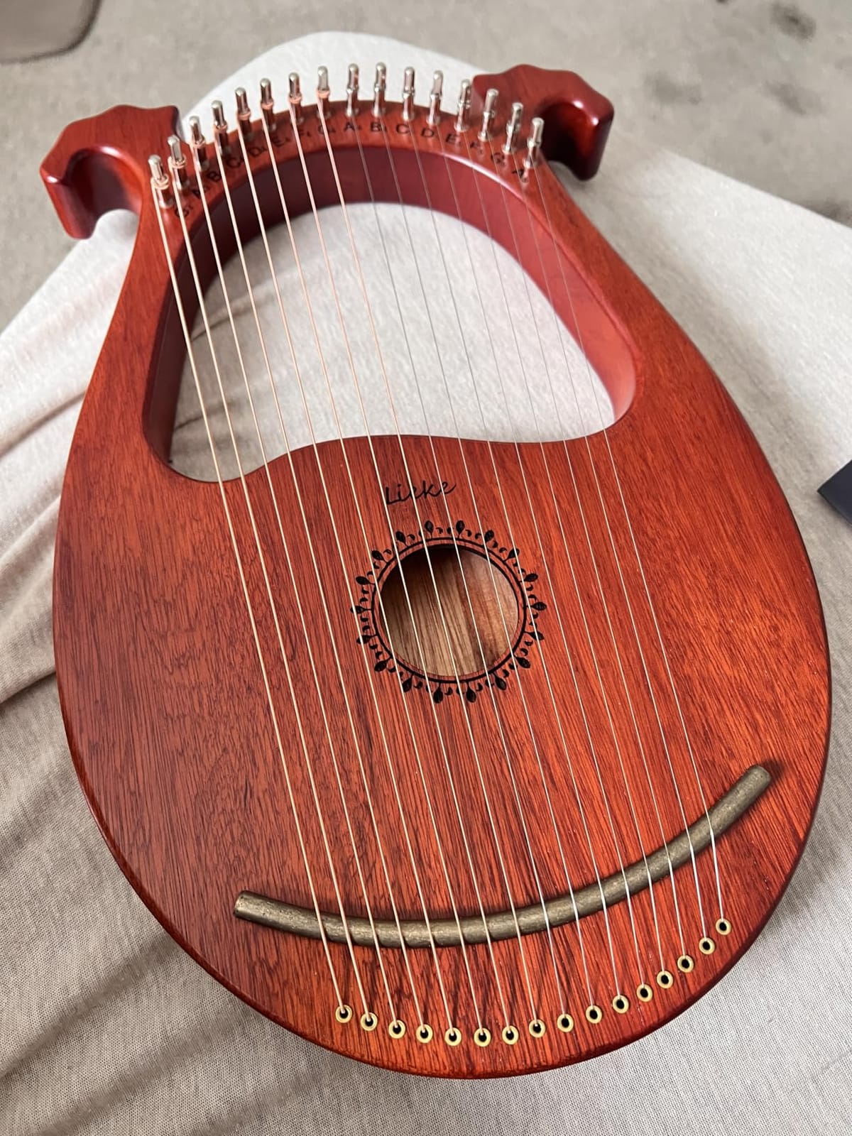 LIEKE 7 String Lyre Harp Instrument for Beginner Adults | Mahogany Body,Bone Saddle,Includes Tuning Wrench,Metal Strings,Bag, for Practice & Performance,Yoga Meditation Relaxation customer photo 2