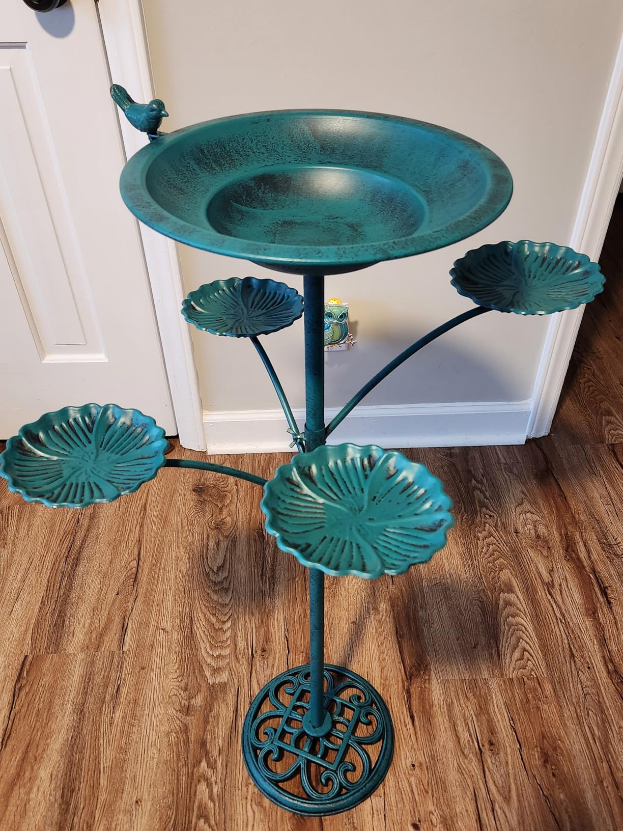 HOUYANG Solar Fountain Bird Bath, Metal Bird Bath Bubbler, Outdoor Bird Bath Bowl, for Outdoors Garden Patio Decor customer photo 1