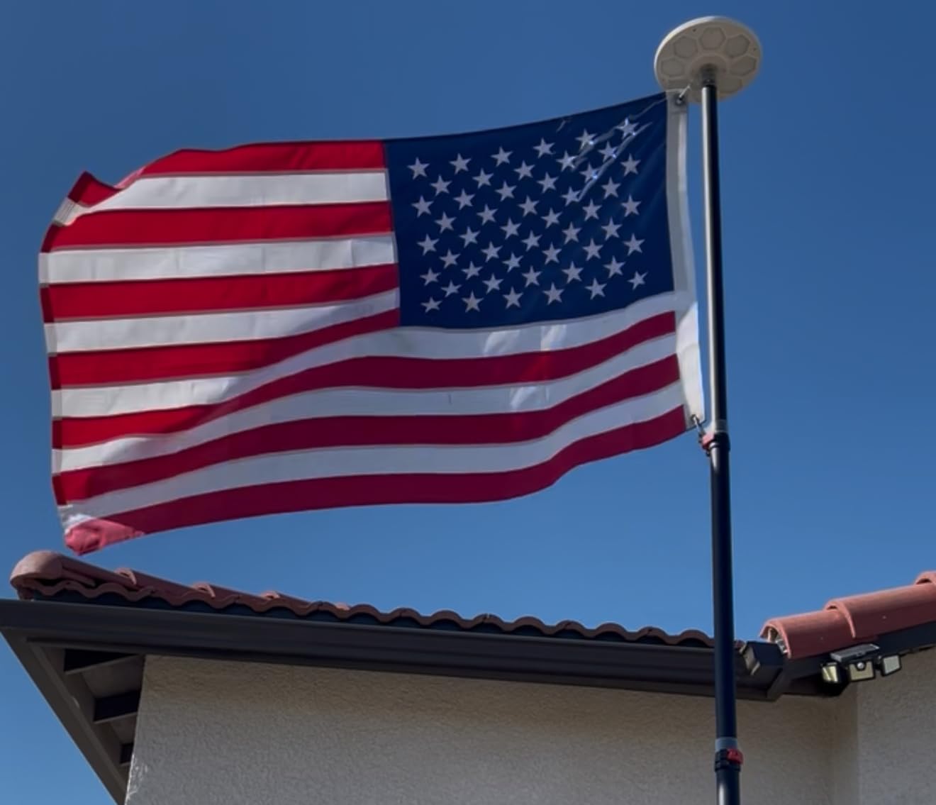 Yescom EZ GO 20ft Telescopic Flag Pole Kit Upgrade Flip Lock Aluminum | Flagpole Set for Outside House Inground Outdoor Camper RV Tailgate Residential Commercial with 3x5' American Flag Ball Top customer photo 1
