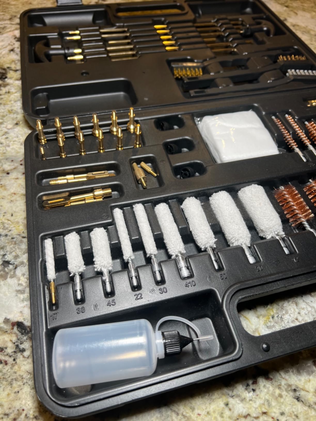 Elite Universal Gun Cleaning Kit for All Guns, Gun Brushes for Pistol Handgun Shotgun Rifle, Durable Brass Rods, 9mm Bore Rope, Oil Bottle, Brushes, Brass Jags, Carrying Case Gun Accessories for Men customer photo 1