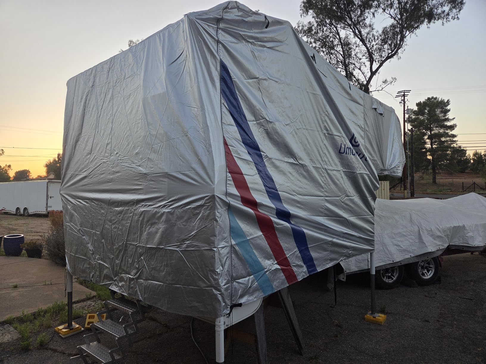 Umbrauto Travel Trailer RV Cover 24' ~ 27' - Upgraded 9-Layers Top Camper Cover, Waterproof & Windproof Heavy Duty Toy Hauler RV Cover for Winter Snow with Tongue Jack Cover, Gutter Covers customer photo 2