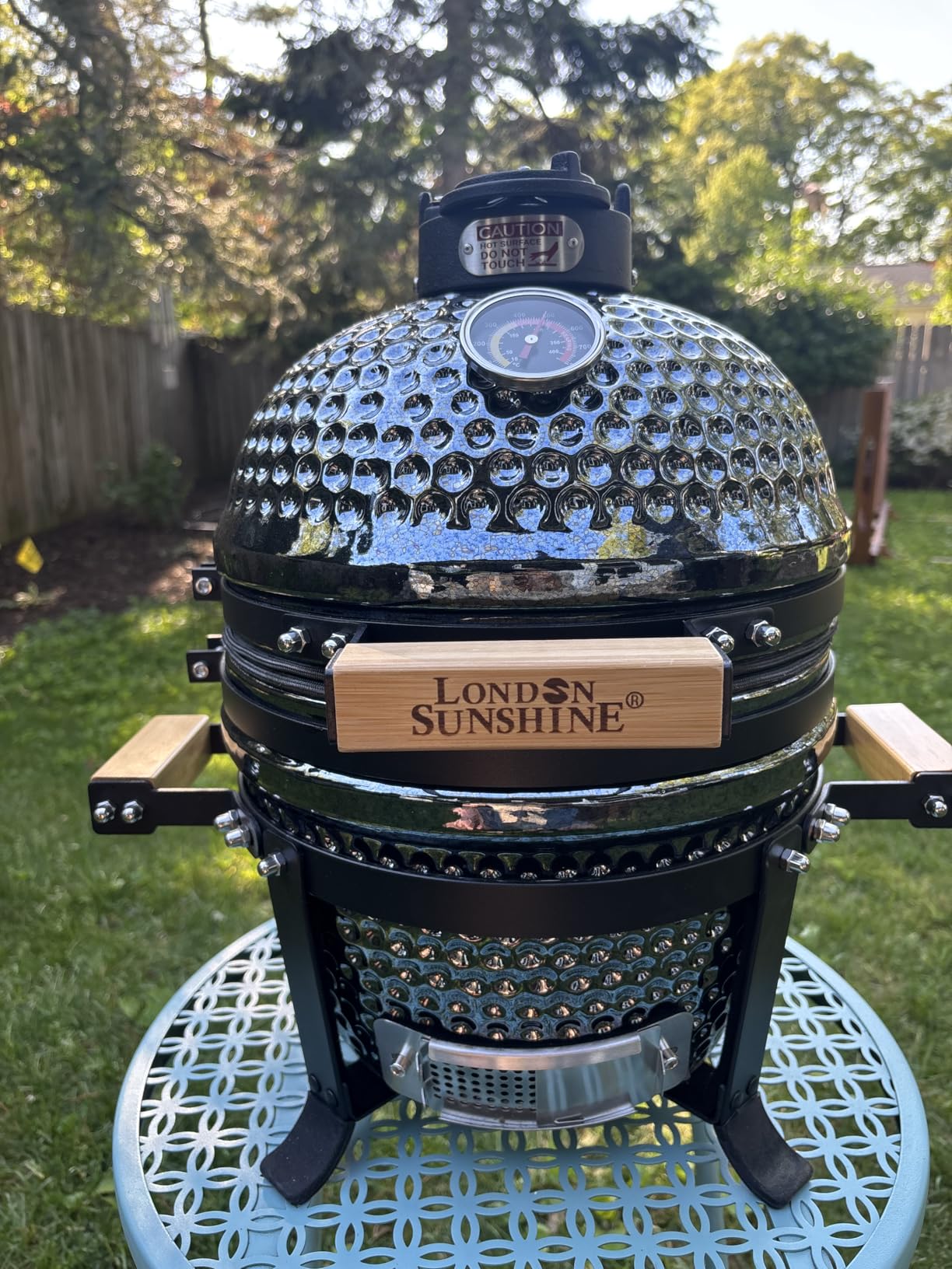 London Sunshine Ceramic BBQ Charcoal Kamado Grill 13 inch Portable Tabletop BBQ Bright Gray customer photo 1