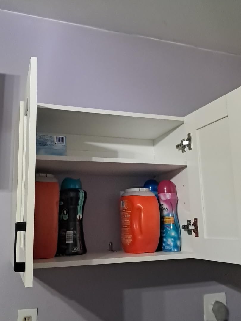 White Laundry Room Cabinets and Storage with 4 Doors and Utility Adjustable Shelf, Gabinetes Para Cocina Cupboard Kitchen Organizers and Storage Pantry Wall Mounted 12.4