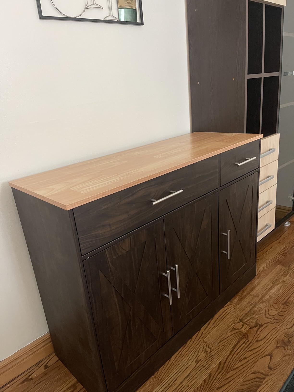 Shintenchi 42-Inch Modern Farmhouse Sideboard Buffet Cabinet with Barn Doors, White customer photo 2