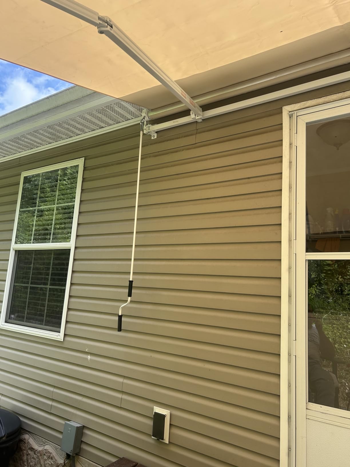 Yardenaler 12x10 FT Manual Retractable Outdoor Patio Awning, Window Sun Shade Shelter with Crank Handle & Canopy for Deck, Backyard, Garden, Balcony, Gray customer photo 1