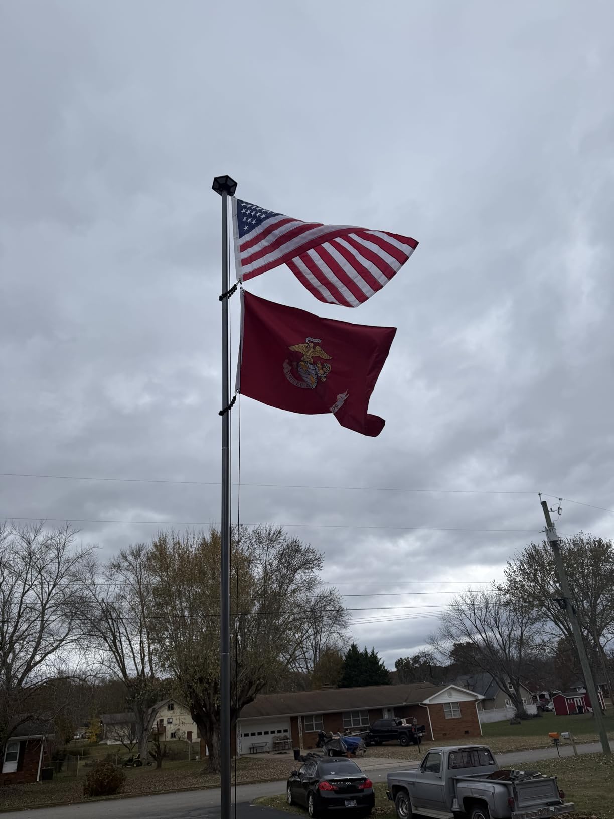 25FT Heavy Duty Flag Pole for Outside House, 12 Gauge Aluminum Kit, Black | 100 MPH Wind Resistant Flag Pole with 3x5 Embroidered Nylon Flag, Dual Display for House, Yard, Garden & Commercial customer photo 2