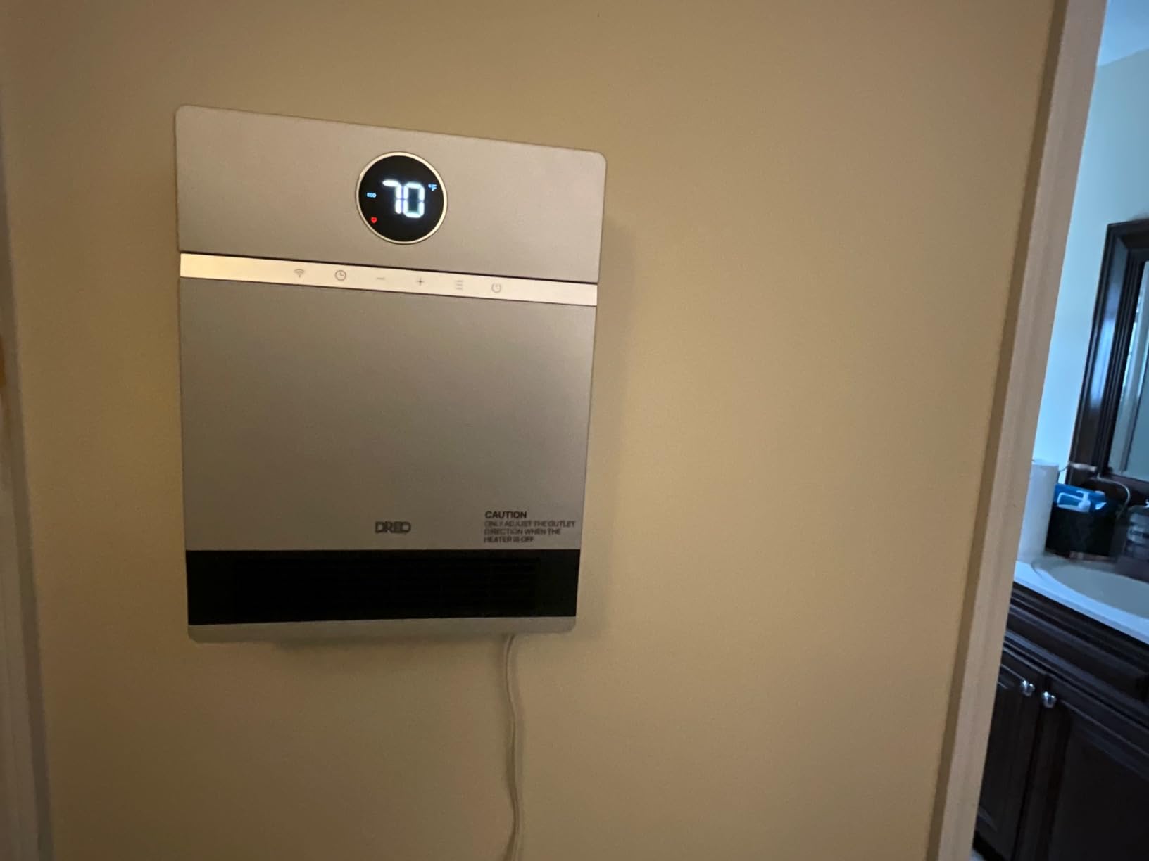 DREO Smart Wall Heater for Bathroom, IP24 Electric Space Heater with ALCI Plug for Indoor Use, 30° Oscillation, Adjustable Thermostat, Remote Control, Works with Alexa, 24H Timer, Easy-mounted Heater customer photo 1
