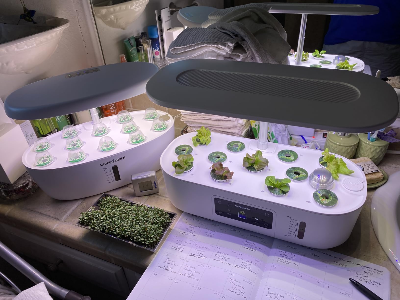 Ahopegarden Hydroponics Growing System Kit: 12 Pods with LCD Control Panel | Indoor Herb Garden with Grow Light, Planting Height Up to 17 inches customer photo 1