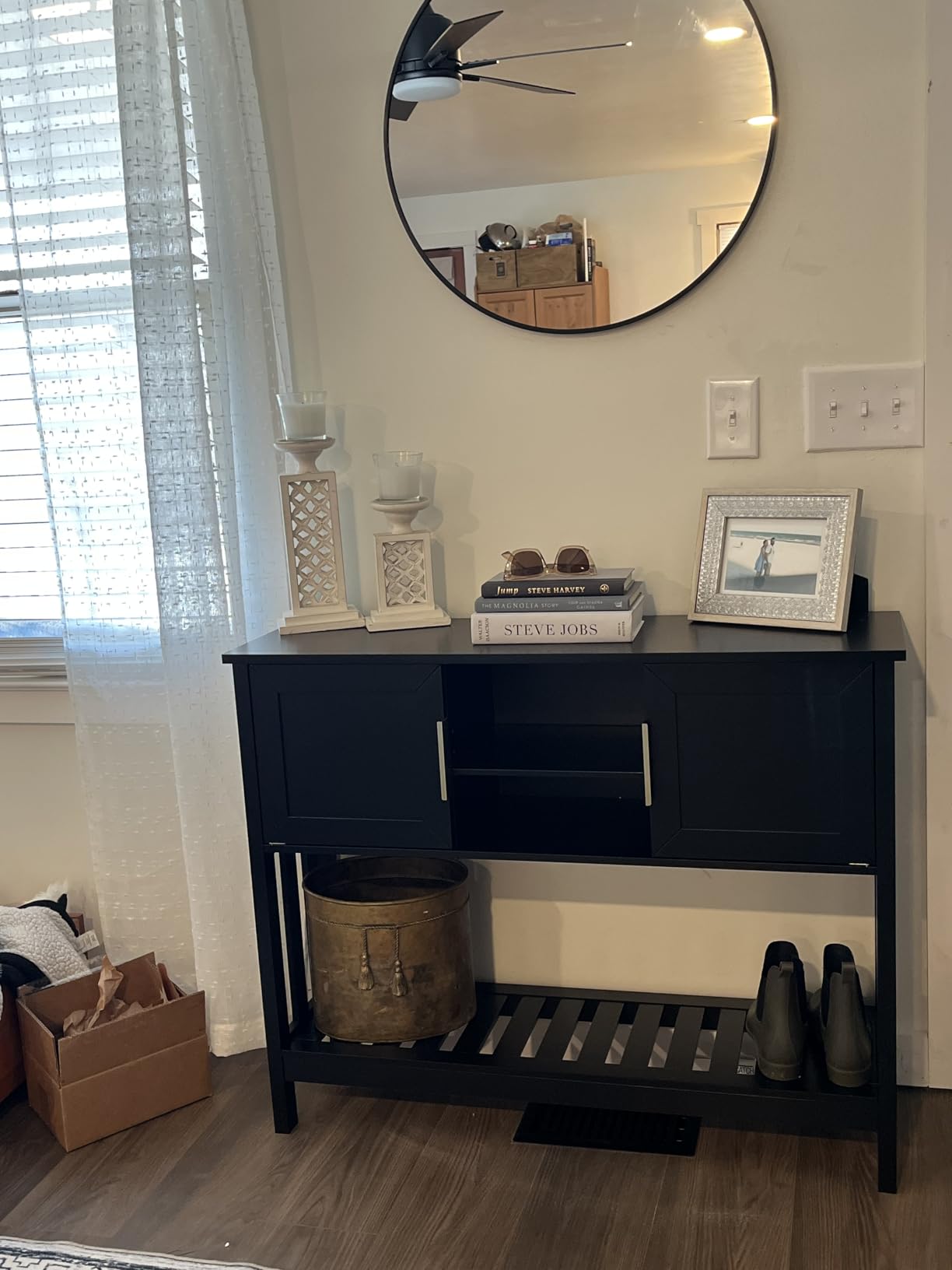 Entryway Table, Console Table, Sofa Table with 2-Door and Shelf, Black | Entryway Cabinet and Sideboard Cabinet with Large Storage Space for Daily Use in Hallway, Foyer, Living Room customer photo 2
