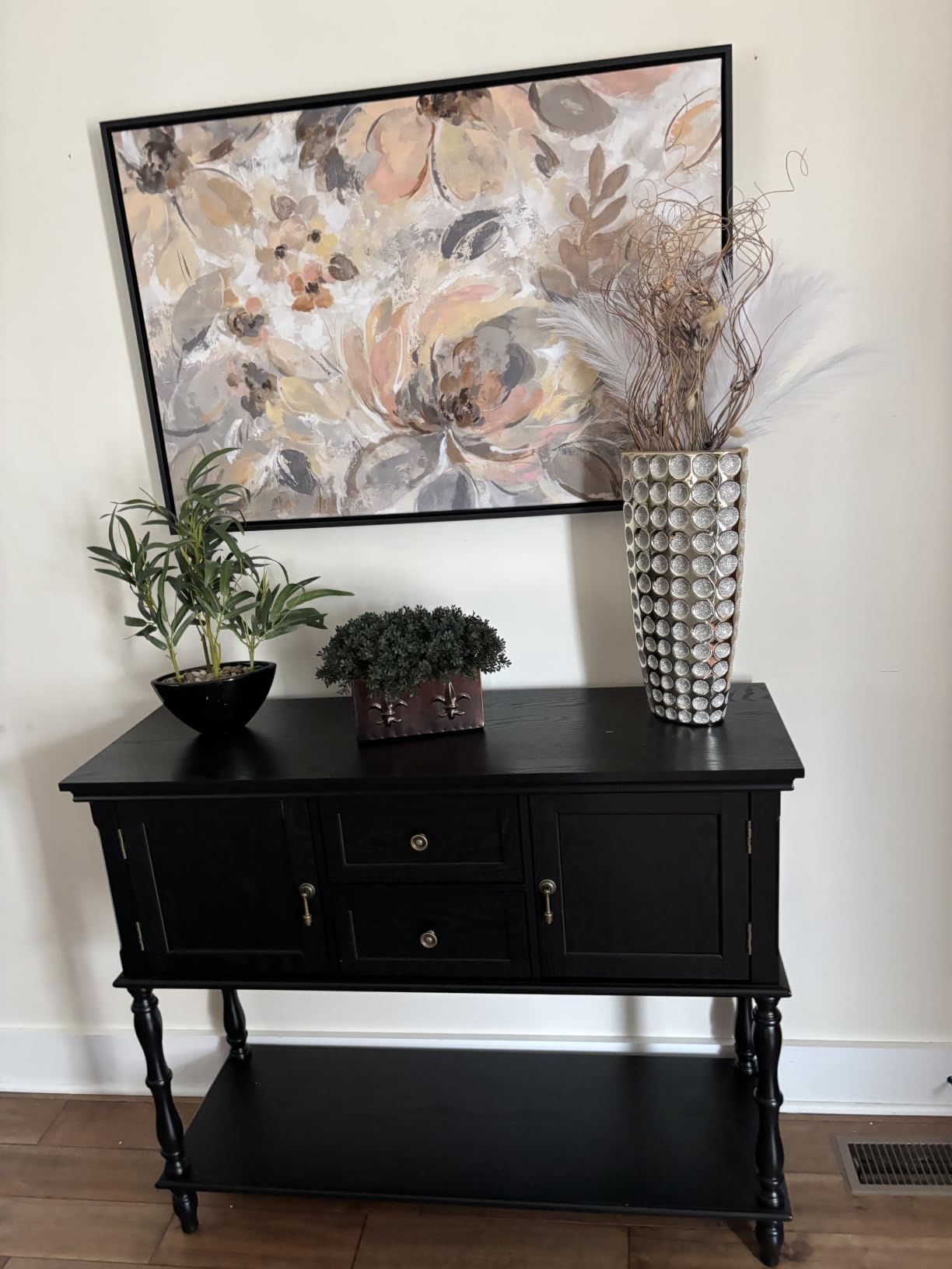 ARTPOWER Console Table with 2 Drawers, Retro Entryway Table with 2 Door | Solid Wood Veneer Entry Table, Behind Couch Sofa Table with Open Storage Shelf for Living Room, Foyer, Hallway customer photo 2