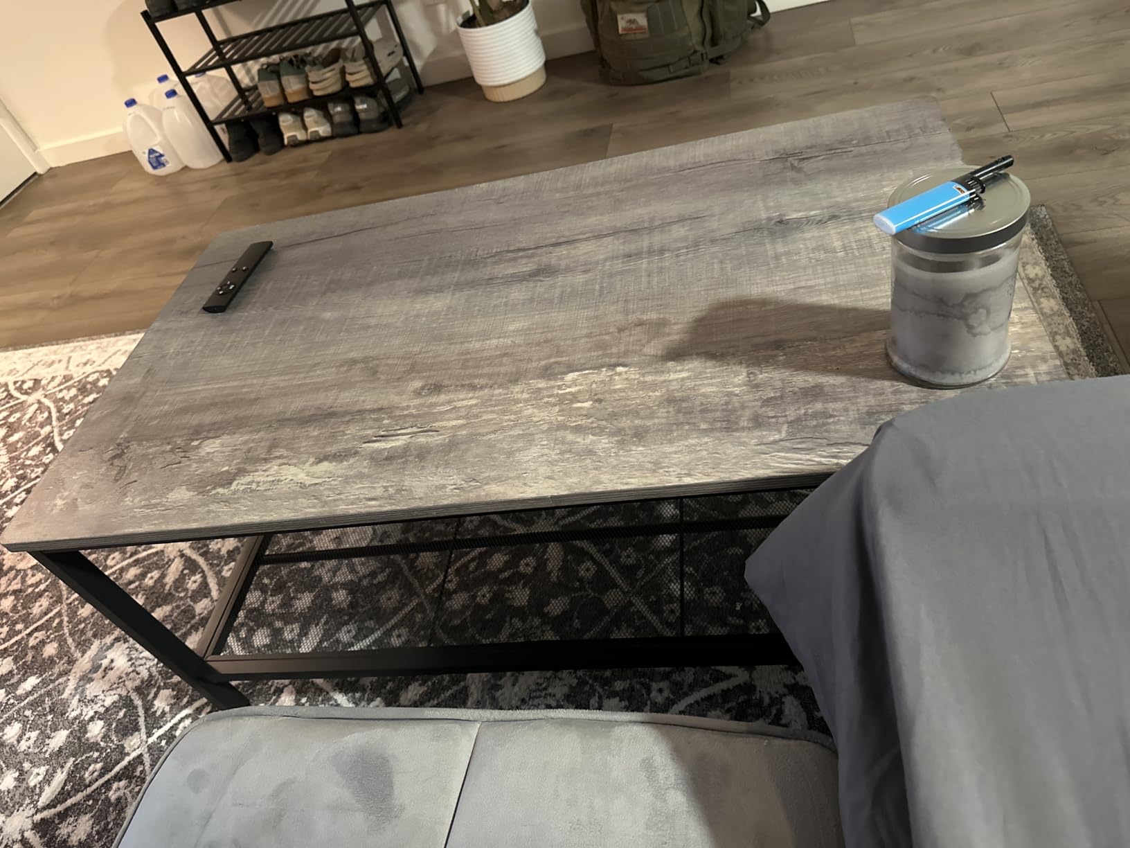 AWQM Coffee Table Set of 3, Coffee Table with 2 Square End Side Tables | Modern Living Room Table Set with Metal Frame for Apartment Home Office, (Gray) customer photo 1