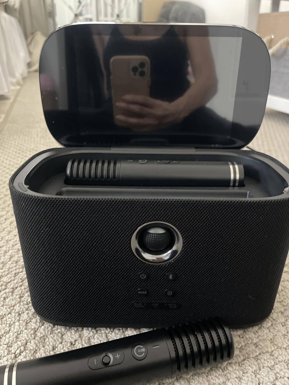 Portable Karaoke Machine for Adults, Built-in Lyrics Display and Screen, 2 Self-Charging Wireless Microphones, Karaoke App, 140W Speaker, Connects to TV for Home Party Birthday Outdoor Camping customer photo 2