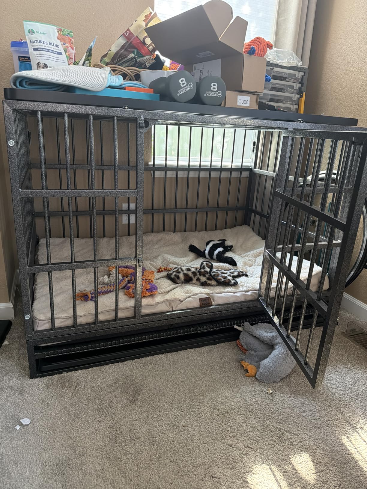 Oranland 48-Inch Heavy Duty Dog Crate for Large Dogs | Indestructible Dog Cage with Escape-Proof Lock,Double Doors,Secure Locks,Removable Wire Tray for High Anxiety Dogs customer photo 1