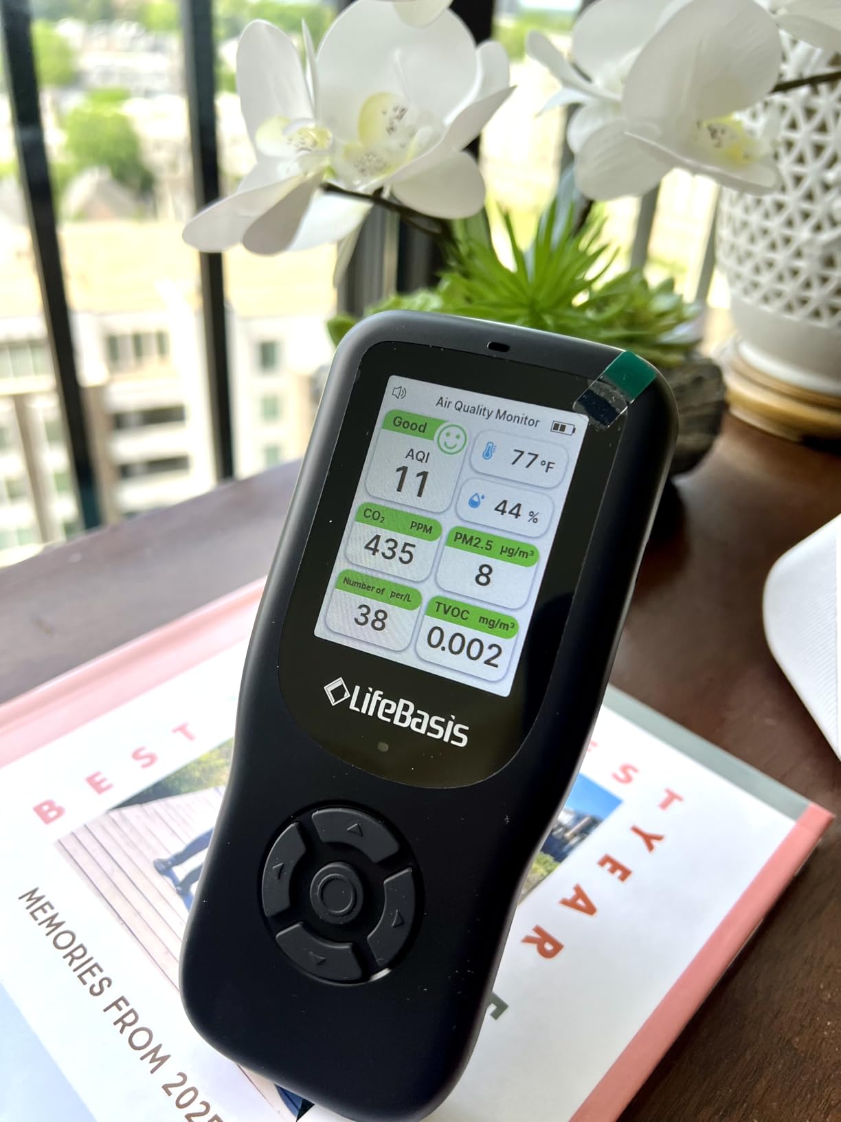 LifeBasis Air Quality Monitor Indoor, 11-in-1 Air Quality Detector | AQI, PM1.0, PM2.5, PM10, CO2, TVOC, HCHO customer photo 1