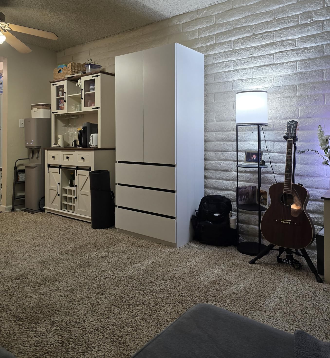 White Armoire Wardrobe Closet with 3 Drawers: 75