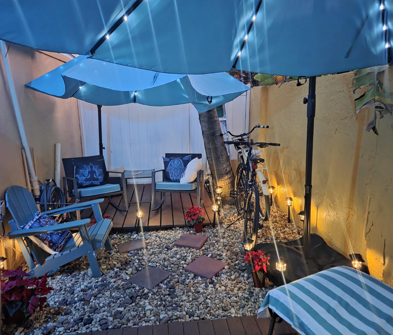 ABCCANOPY 10FT LED Cantilever Umbrella with Base and Weights Bag, Turquoise | Offset Patio Umbrella Bonus Fix Frame & Weights Bag, 360° Rotation, Crank, Hanging Umbrella for Backyard, Deck, Pool customer photo 1