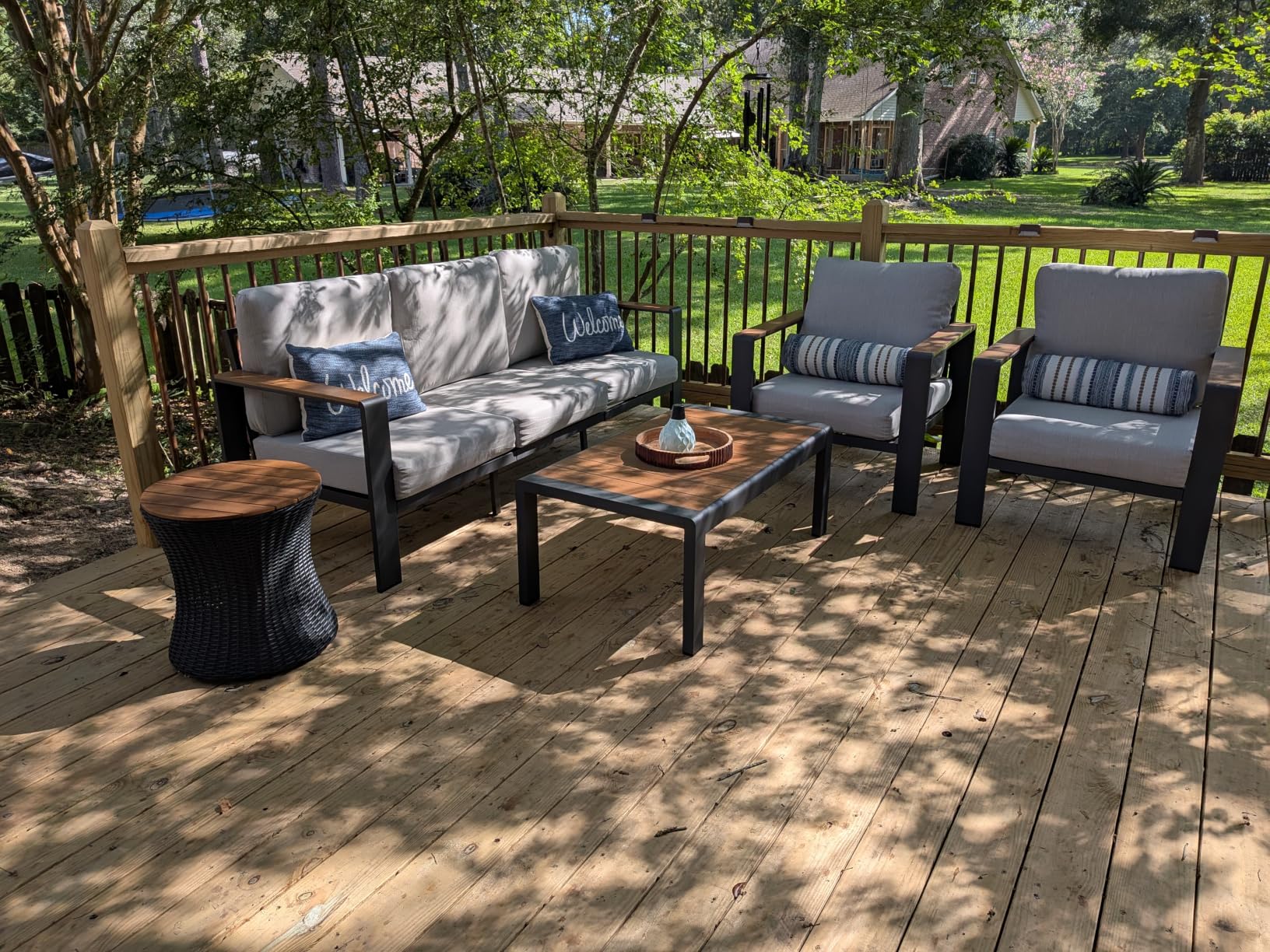 Aluminum Outdoor Patio Furniture, 3 Seats All-Weather Outdoor Patio Sofa with Washable Thick Cushion, Patio Sofa Couch for Porch, Balcony, Deck, Yard, Gray customer photo 2