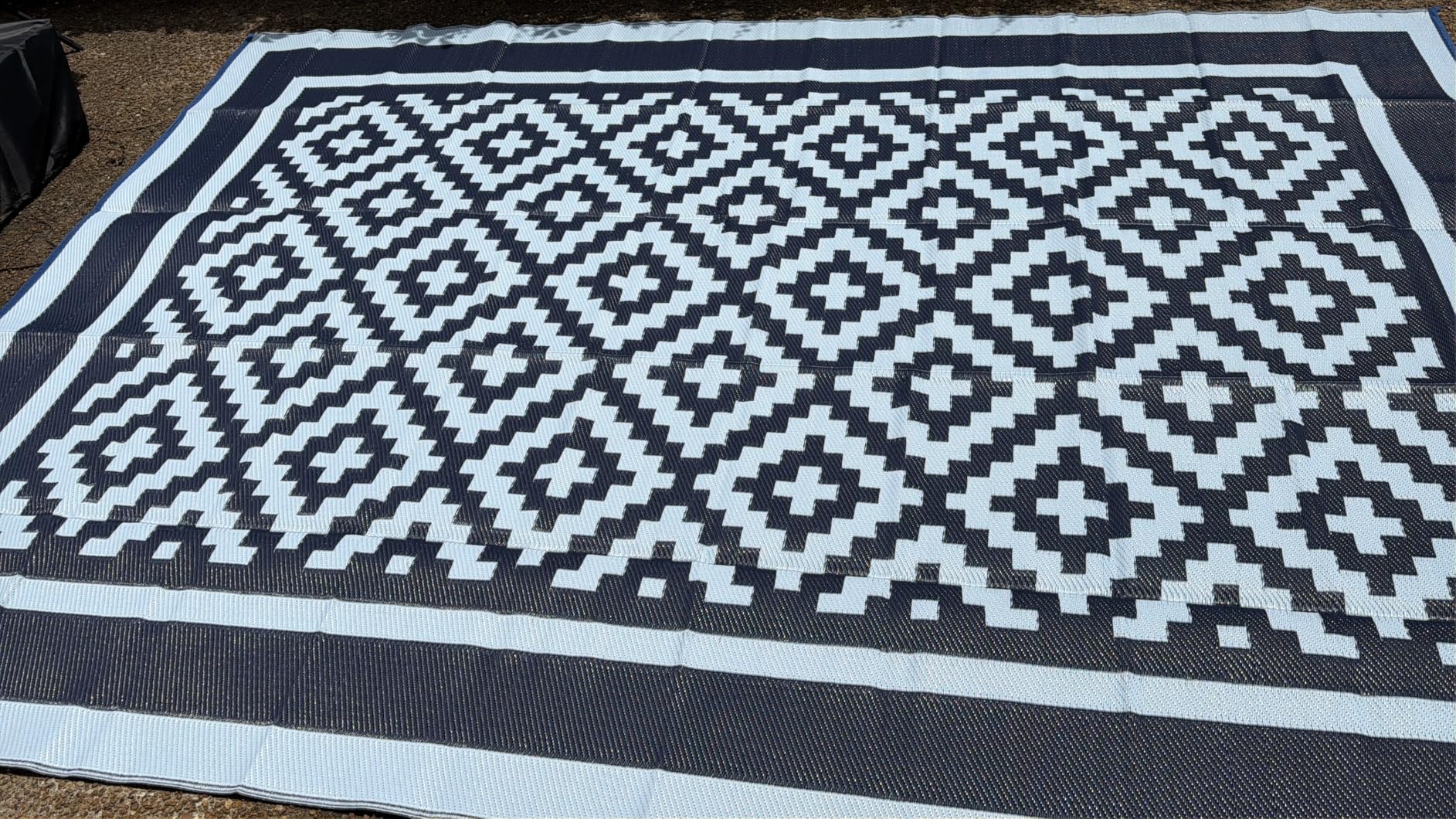 Kohree RV Outdoor Rug, Diamond, 9x12, Blue | Reversible, Waterproof, UV Fade Resistant, Non-Slip, with 4 Stakes and Carry Bag for Patio, Picnic, Backyard customer photo 1