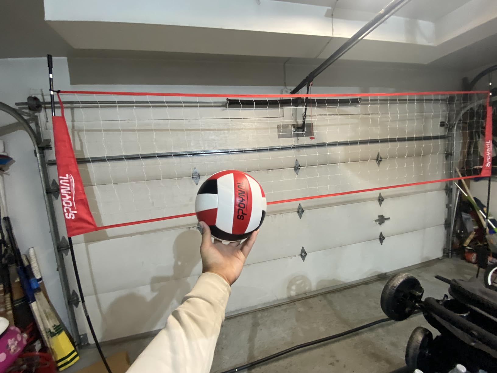 12/20 FT Portable Volleyball Net, Freestanding, Adjustable Height | Sets up in 5-10 minutes; includes PU volleyball, pump and carry bag for backyard, beach, gym, garage and indoor/outdoor play customer photo 1