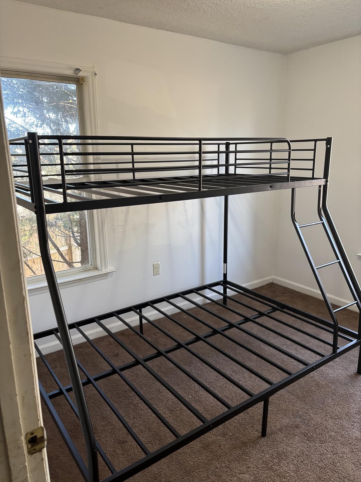 Bunk Beds Twin Over Full Size, Enhanced Safety & Stability | Heavy Duty Metal, 400+450lbs Capacity, Angled Ladder, No Box Spring Needed, Space Saving for Dorm, Apart, Small Space, Black customer photo 1
