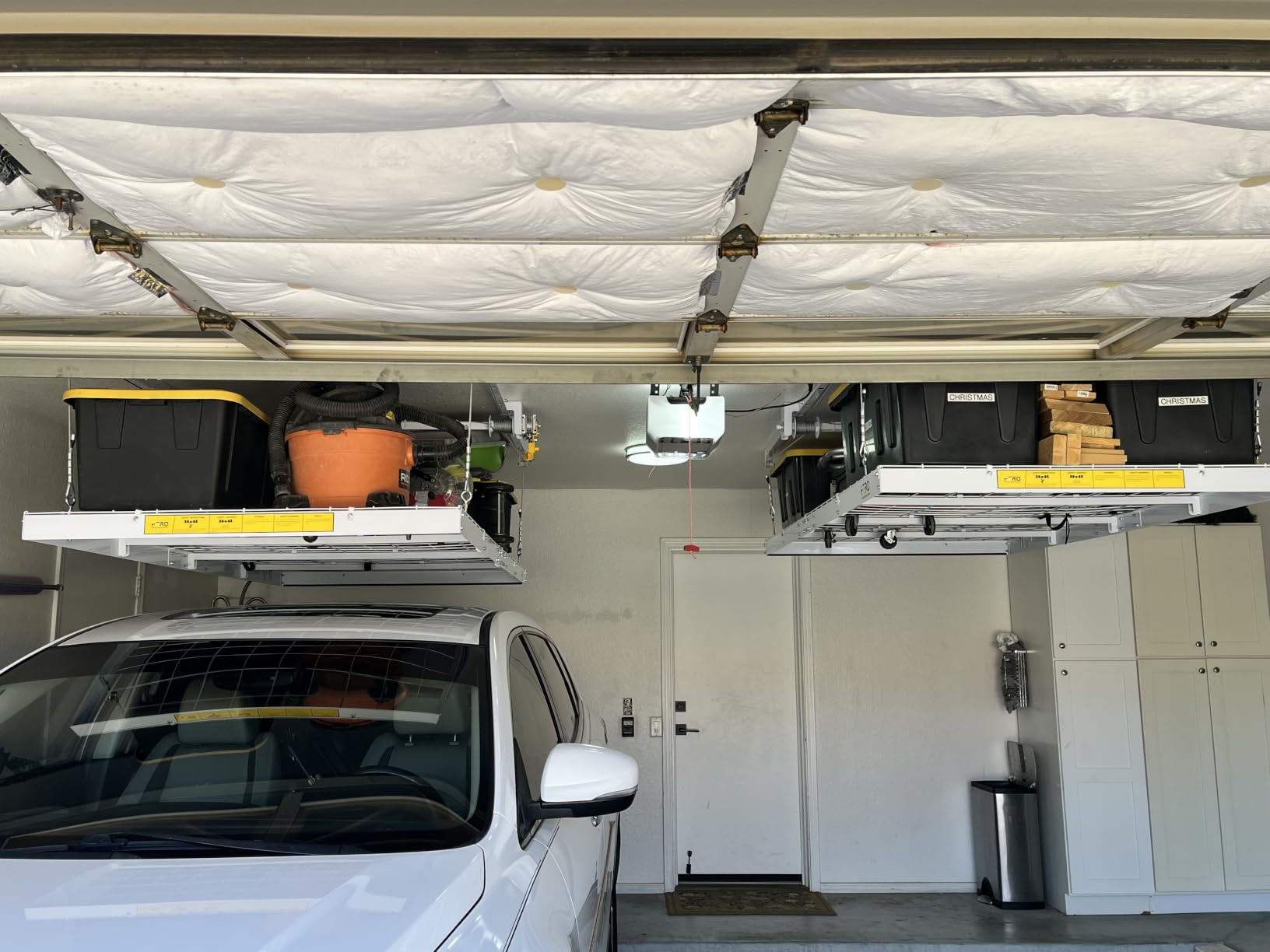 Overhead Garage Storage Rack - 4x8 FT Garage Ceiling Storage Racks with Safety Lock, Heavy-Duty Ceiling Mounted Lift System and Storage Organizer, Ideal for Maximizing Overhead Space, 325 lbs Capacity customer photo 2