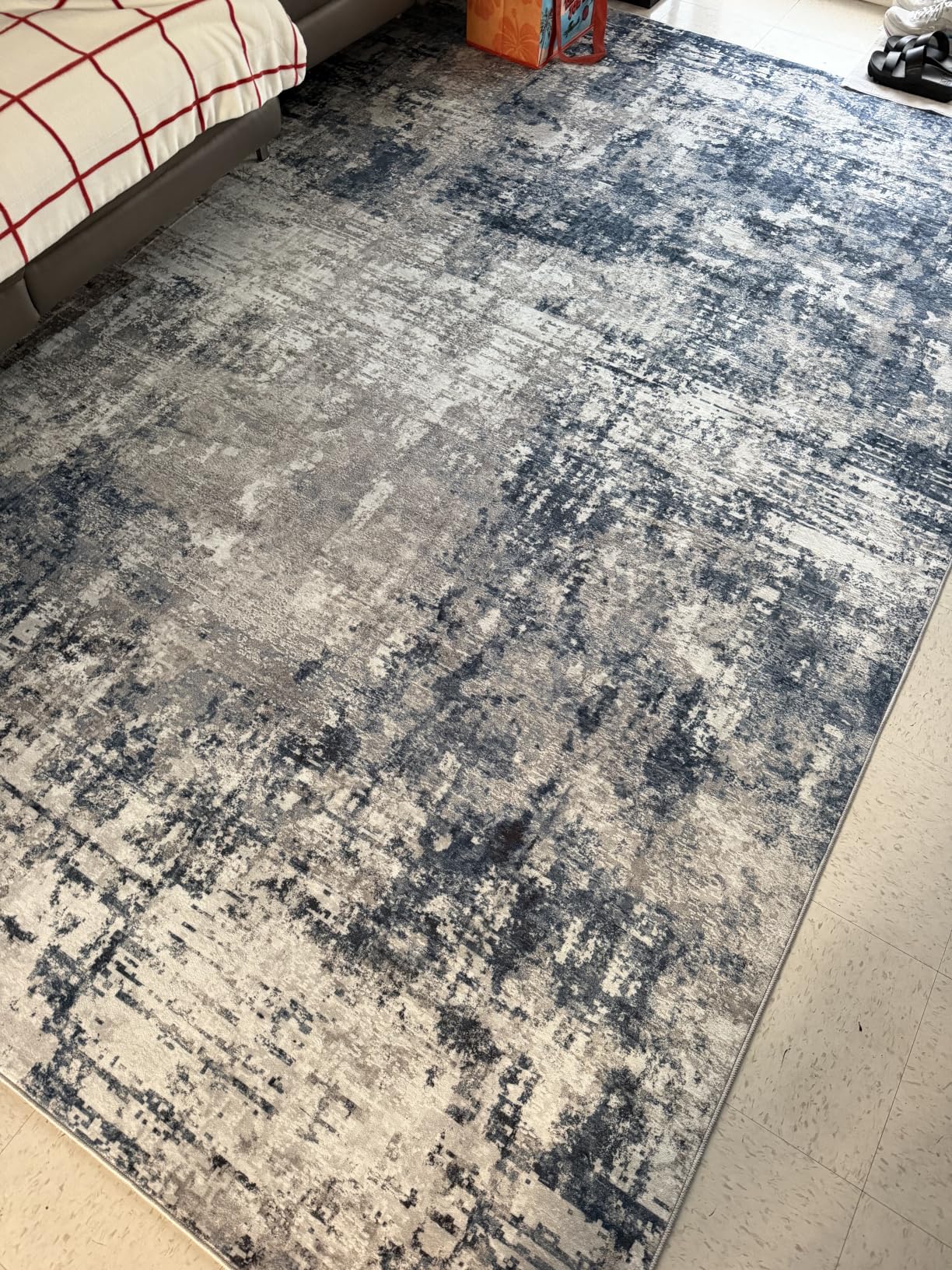 8x10 Area Rugs for Living Room Bedroom Dining Room Washable Blue Grey | Soft Modern Abstract Decor for High-Traffic Areas, Non-Slip Backing, Water Repellent, Pet Proof, Non-Shedding, Indoor customer photo 1