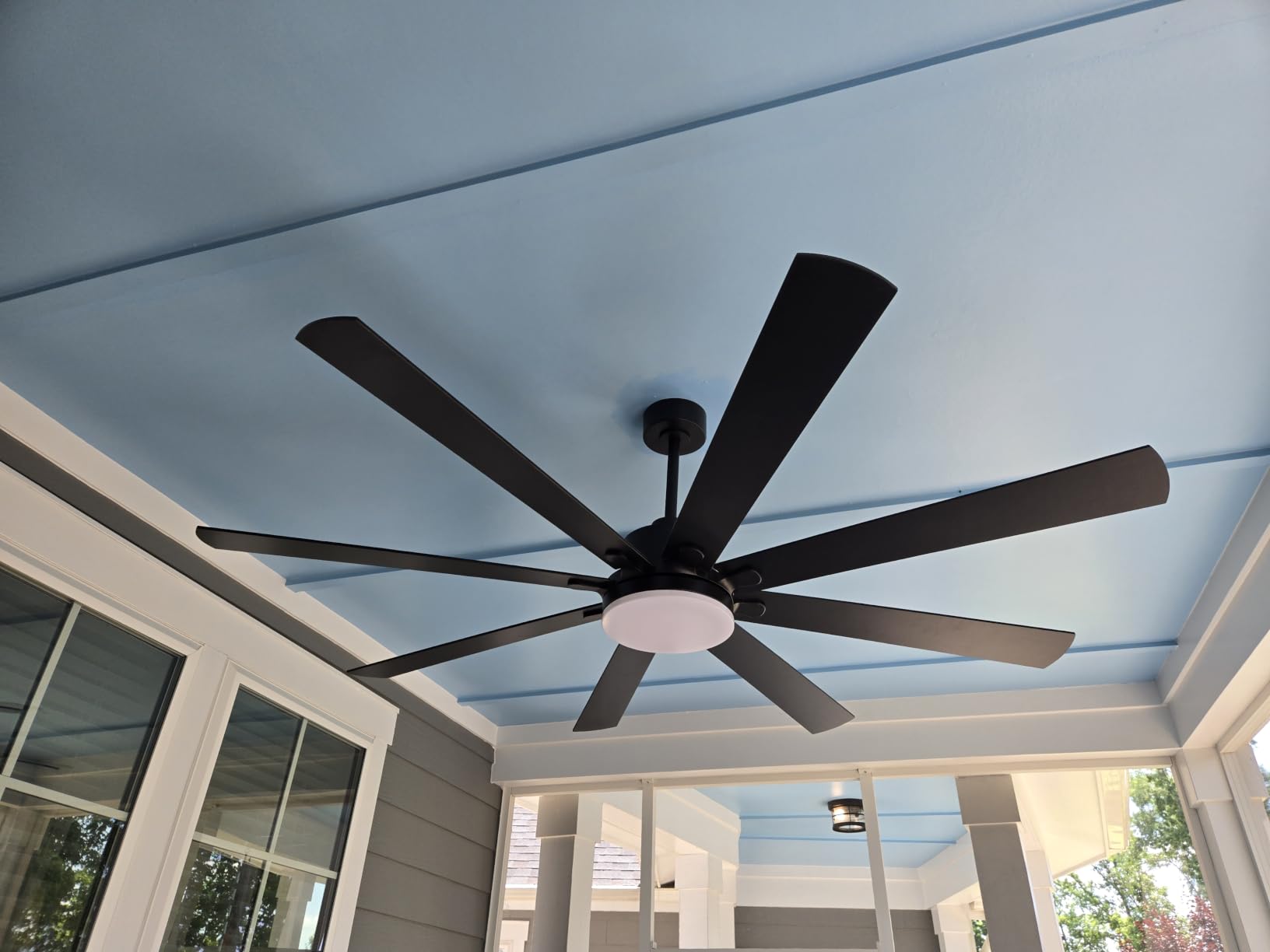 72 Inch Large Ceiling Fan with Remote, Indoor/Outdoor Industrial Ceiling Fan with Large LED Panel, Quiet Reversible DC Motor, 6-Speed, 3CCT, Black Ceiling Fans with Light for Patio, Livingroom, Garage customer photo 2