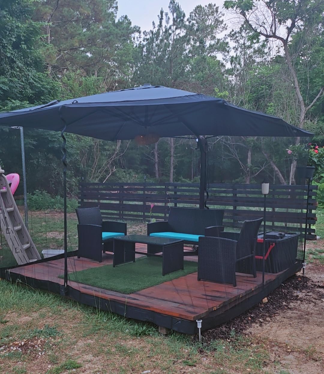 9' X 12' Cantilever Patio Umbrella Rectangular Outdoor Umbrellas - Heavy Duty Aluminum Frame, Waterproof Canopy, 7 Tilts Adjustable, 360 Degree Rotation, for Deck Pool Garden Backyard, Beige customer photo 1