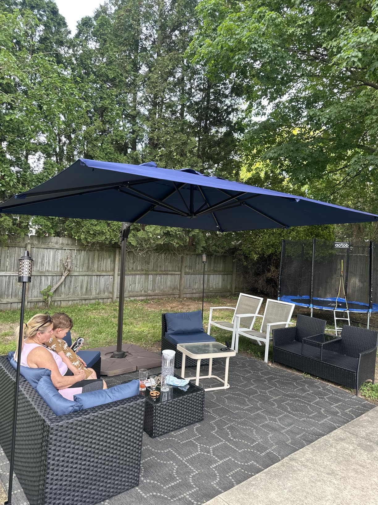 9' X 12' Cantilever Patio Umbrella Rectangular Outdoor Umbrellas - Heavy Duty Aluminum Frame, Waterproof Canopy, 7 Tilts Adjustable, 360 Degree Rotation, for Deck Pool Garden Backyard, Beige customer photo 2
